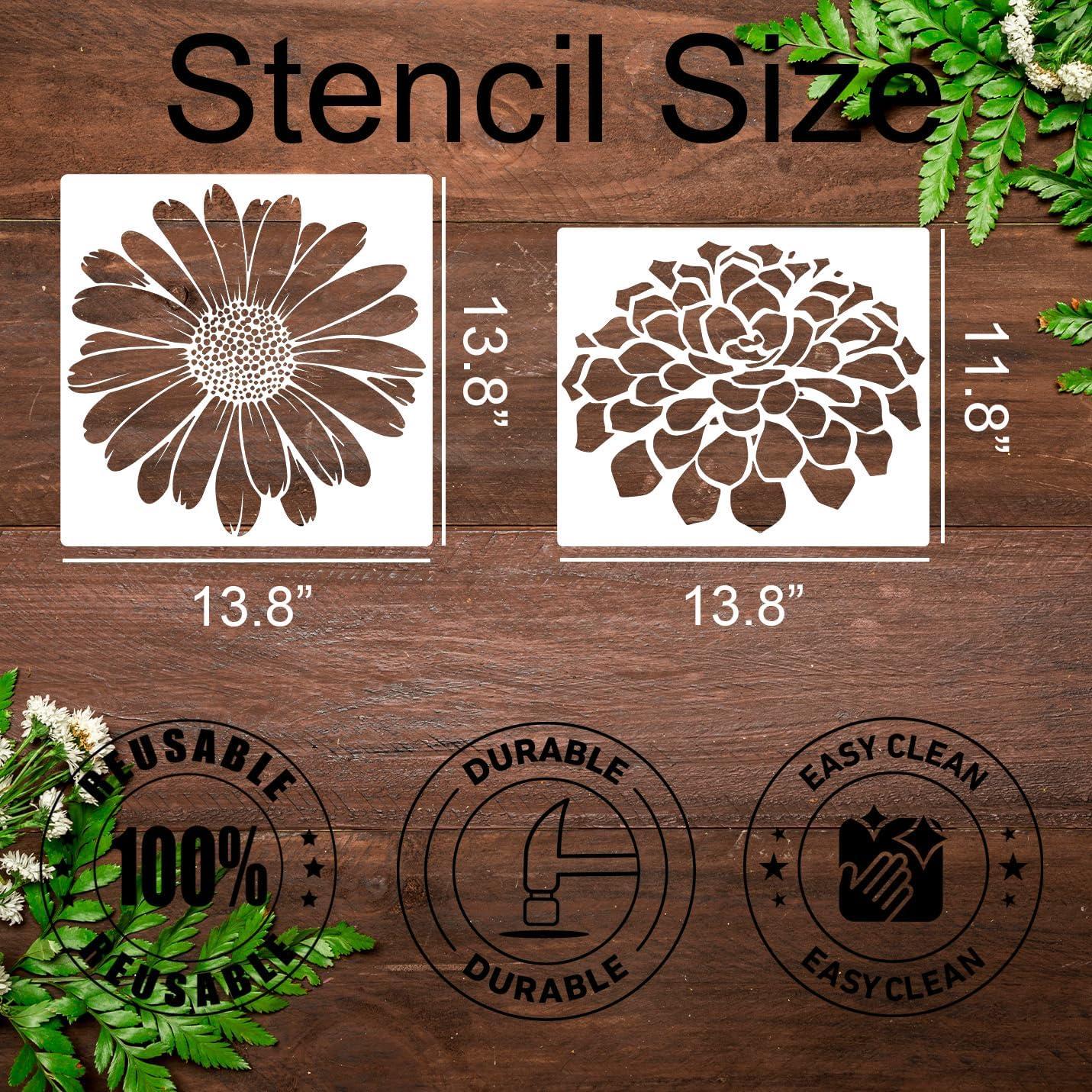 Plantillas de Flores Reutilizables Homeplus007 9 Piezas 35.6 cm