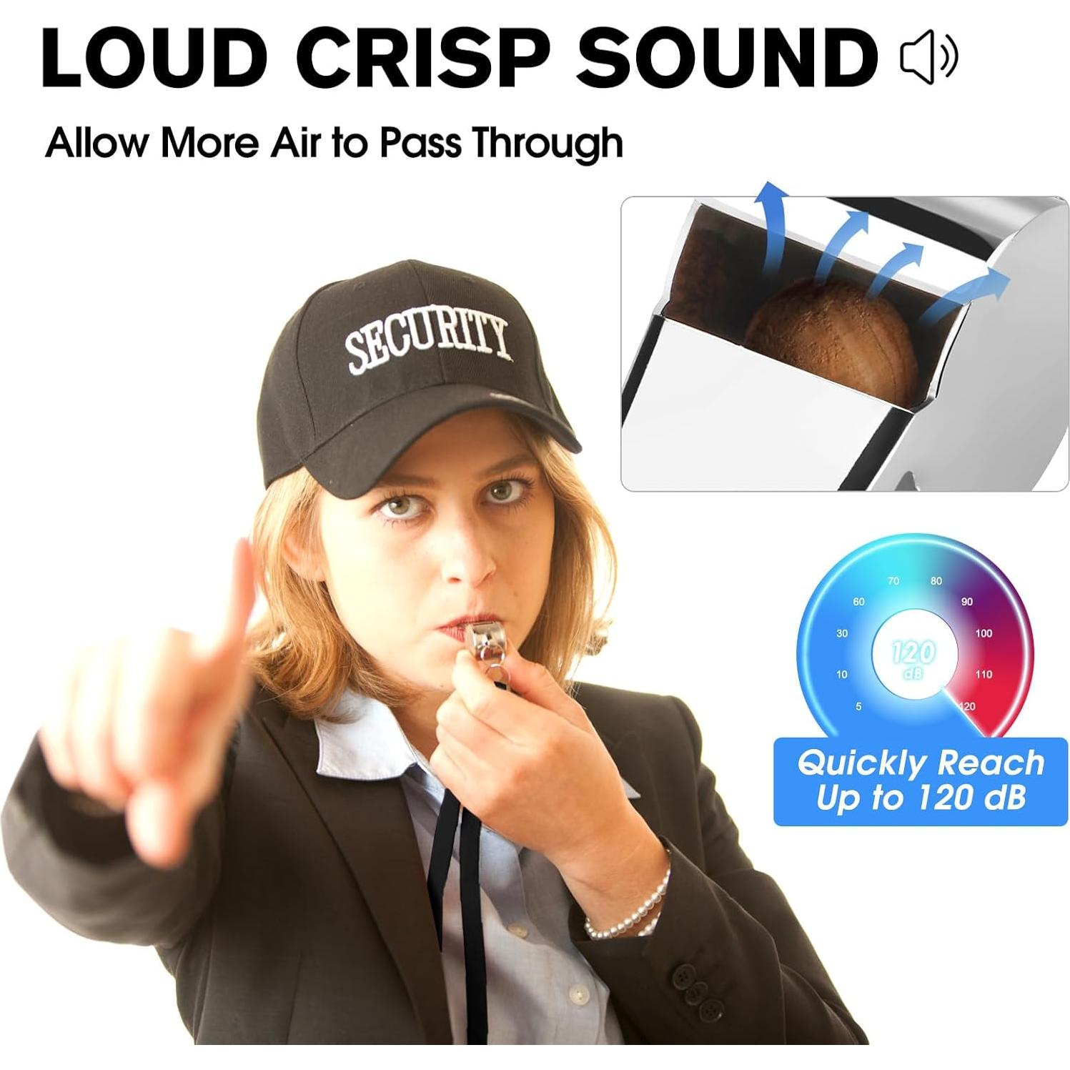 Silbato Deportivo KTRIO de Acero Inoxidable con Cordón - 3 Paquete