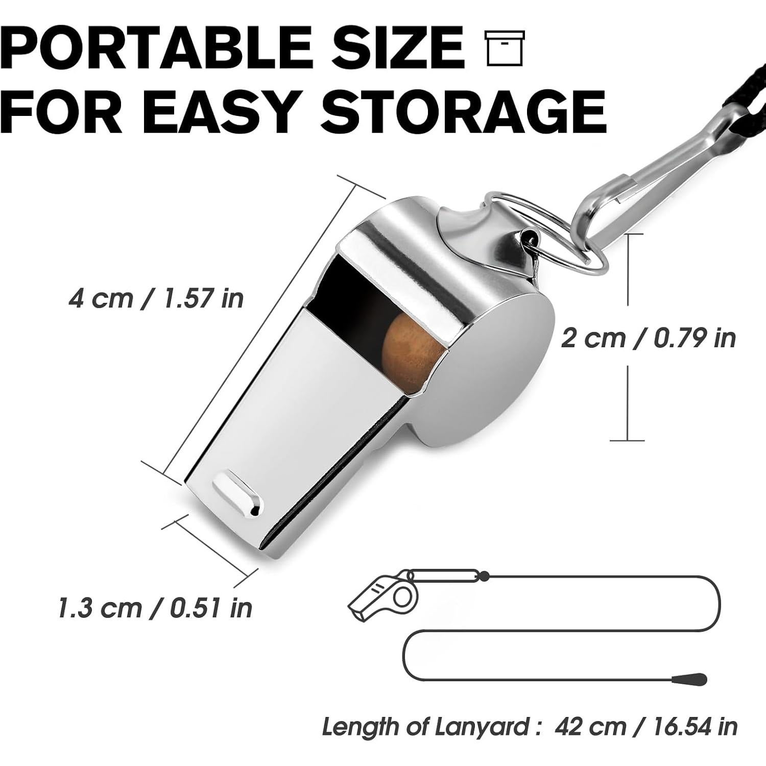Silbato Deportivo KTRIO de Acero Inoxidable con Cordón - 3 Paquete