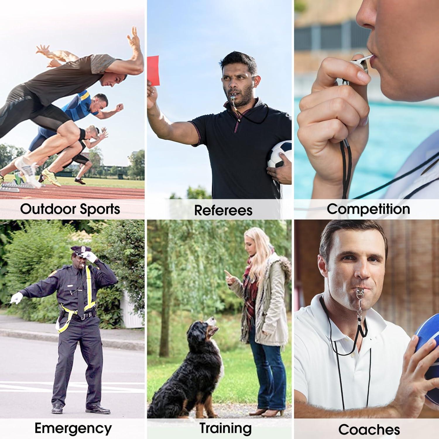 Silbato Deportivo KTRIO de Acero Inoxidable con Cordón - 3 Paquete