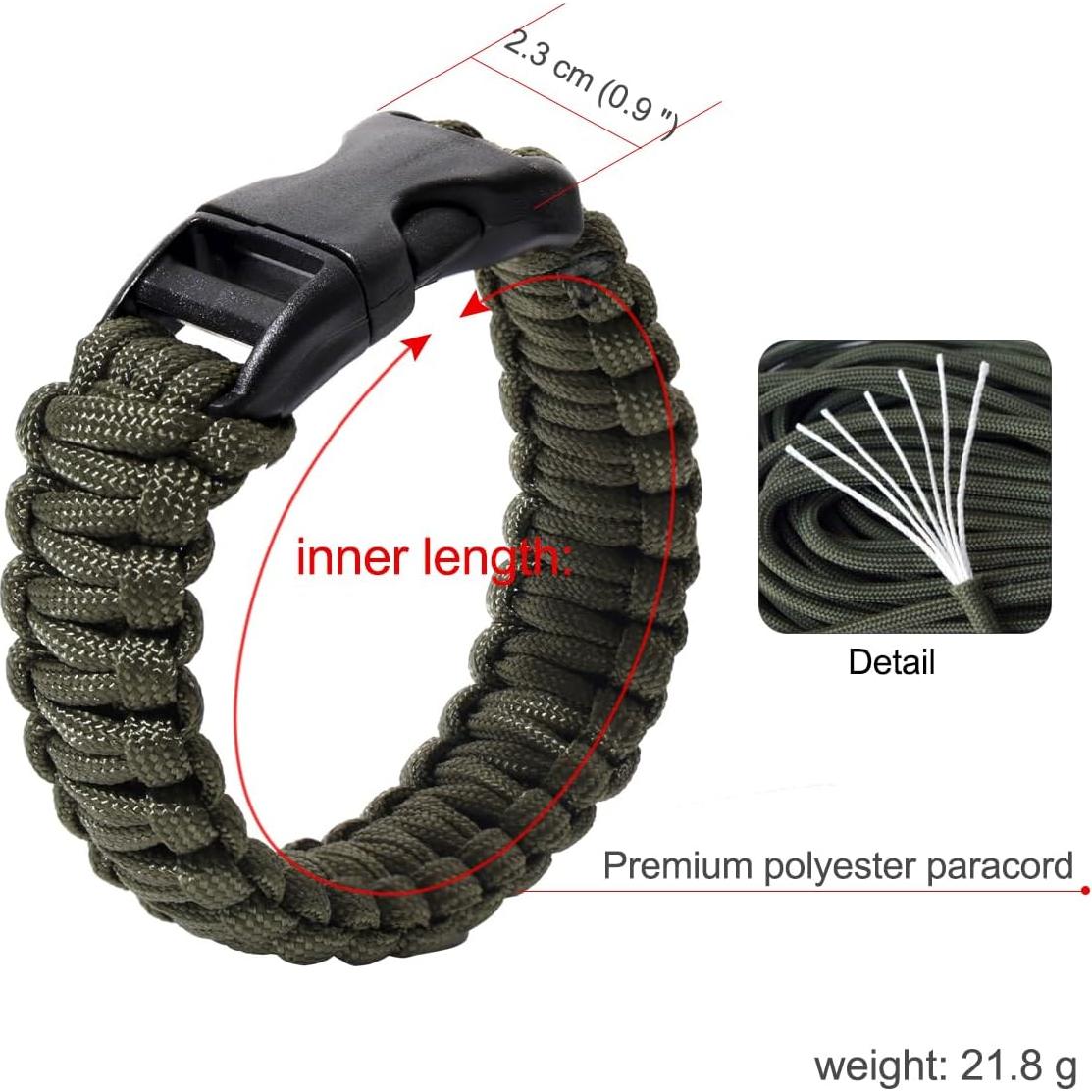 Pulseras de Supervivencia Jewever 2 Pcs Paracord Unisex