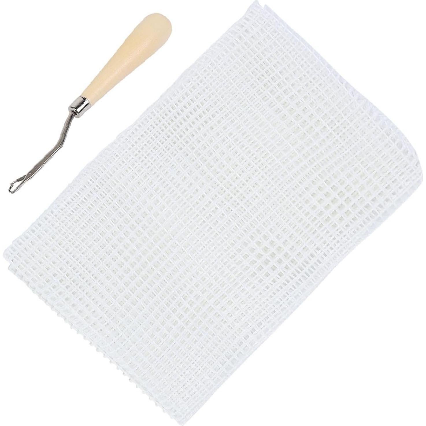 Tela de Malla para Tejer Alfombras Kodrily 50x50cm con Gancho