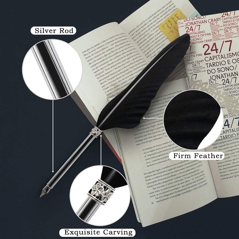 Juego de Pluma y Tinta GCCL Negro con 5 Puntas y Cuaderno