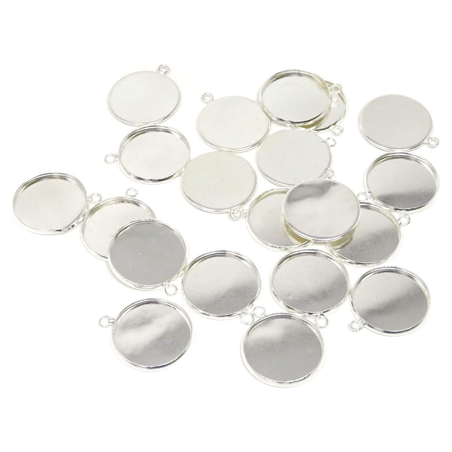 Bandejas de Colgante Redondas Honbay 20PCS 20mm Plata