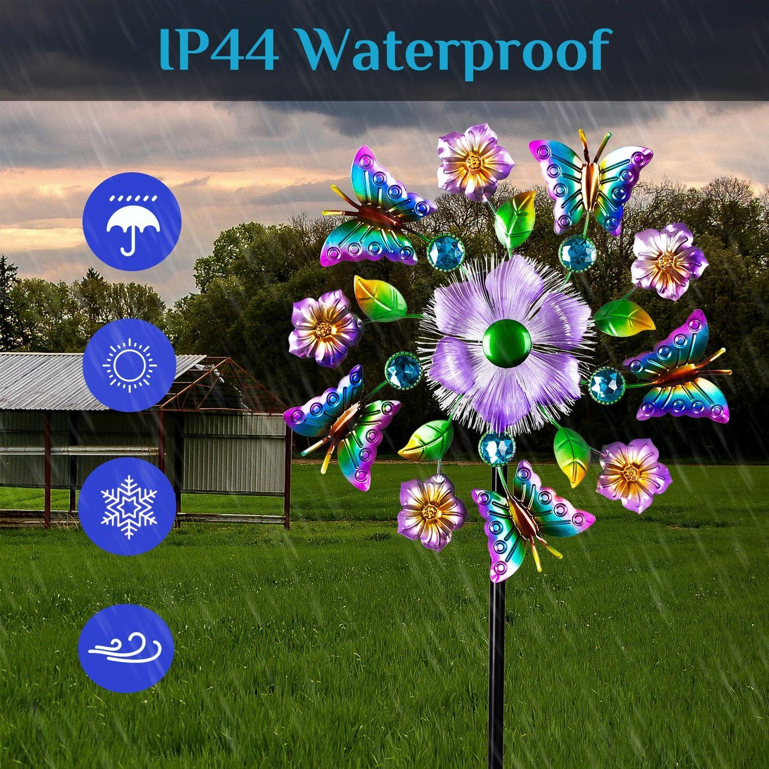 Molino de Viento Solar GIBMIDSER con Luz LED 130 cm Mariposas