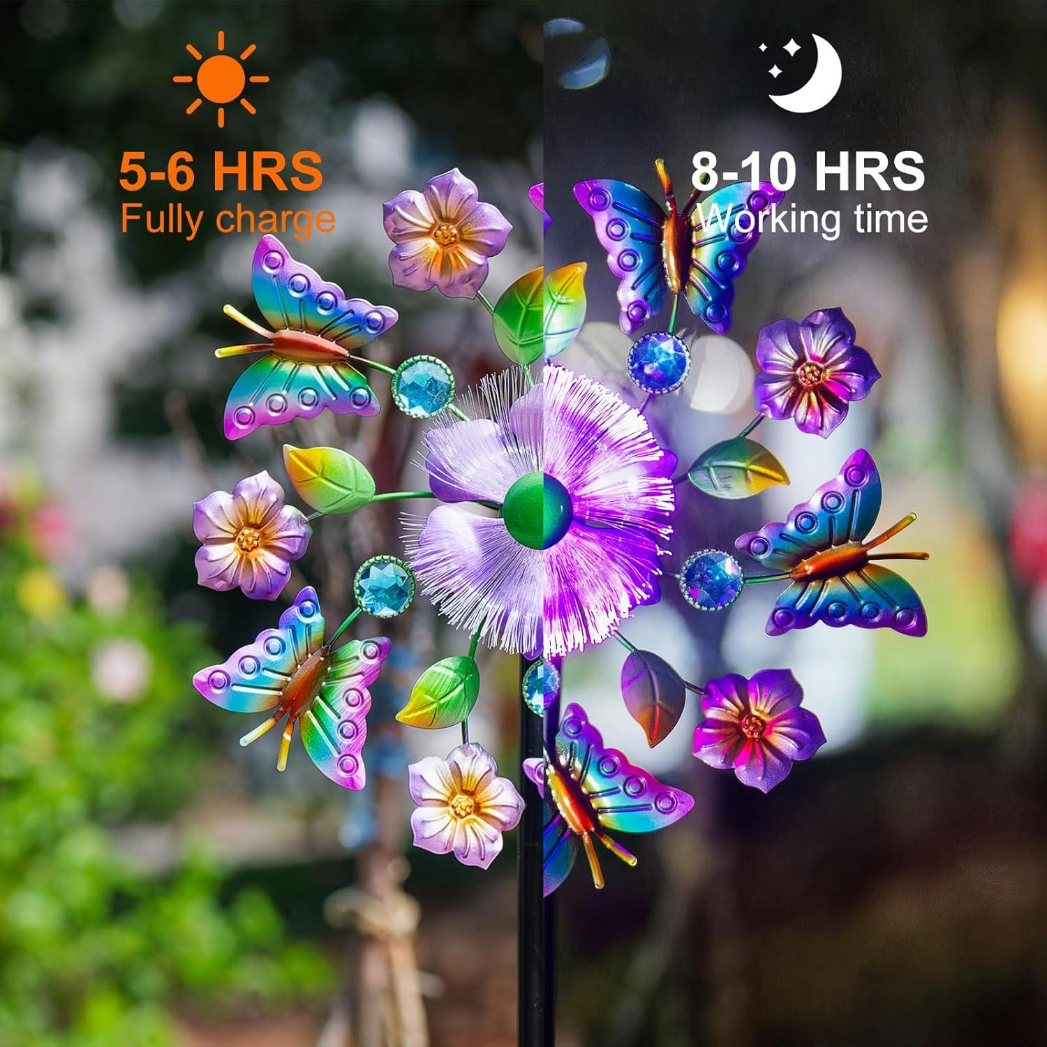 Molino de Viento Solar GIBMIDSER con Luz LED 130 cm Mariposas