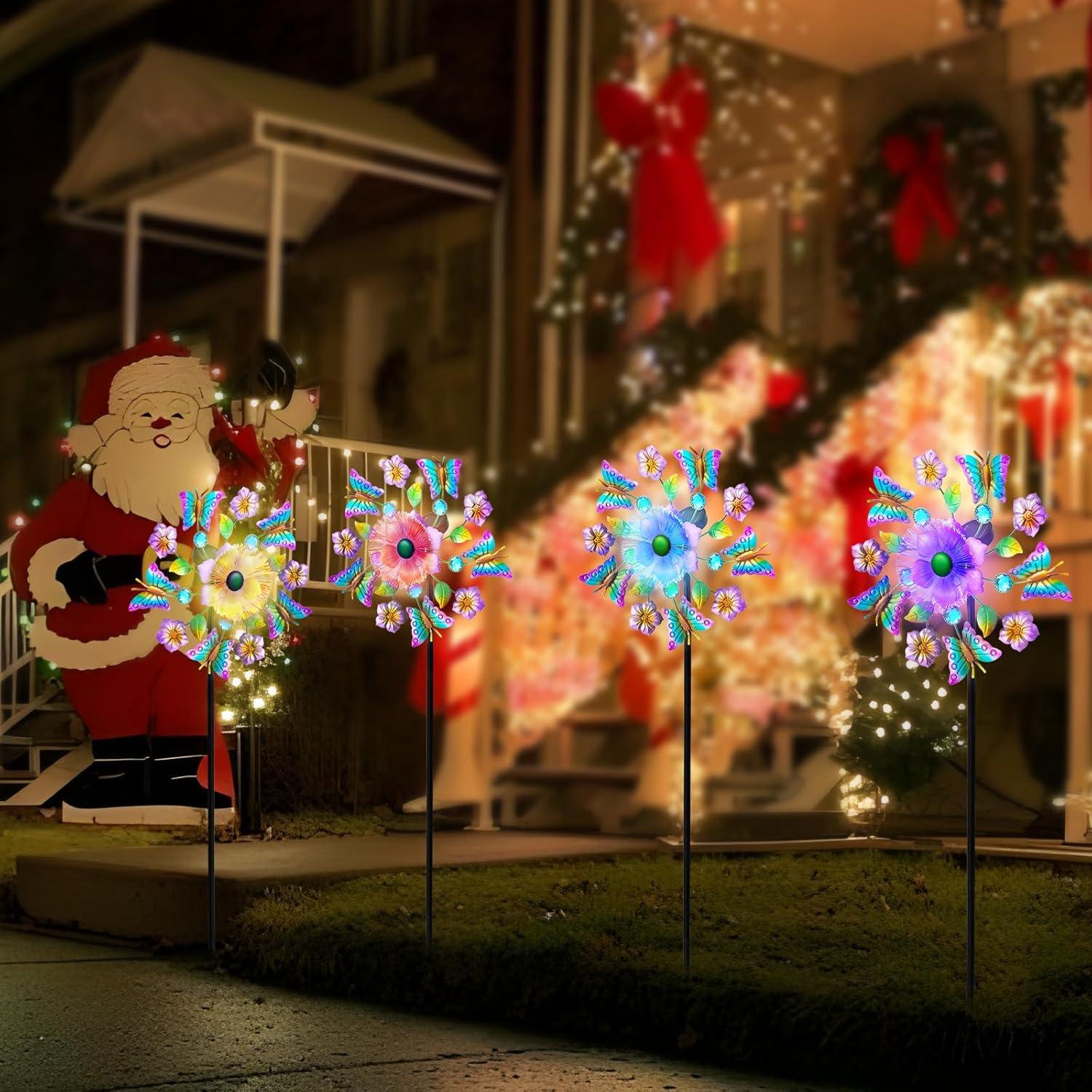 Molino de Viento Solar GIBMIDSER con Luz LED 130 cm Mariposas