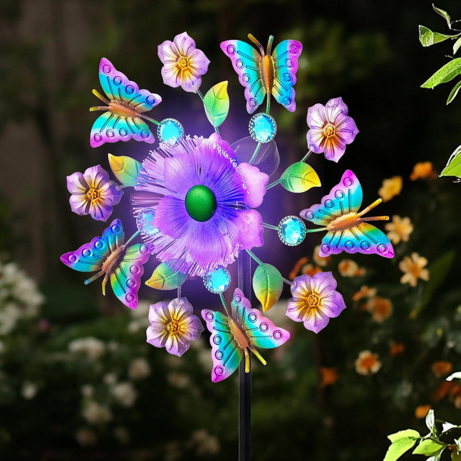 Molino de Viento Solar GIBMIDSER con Luz LED 130 cm Mariposas