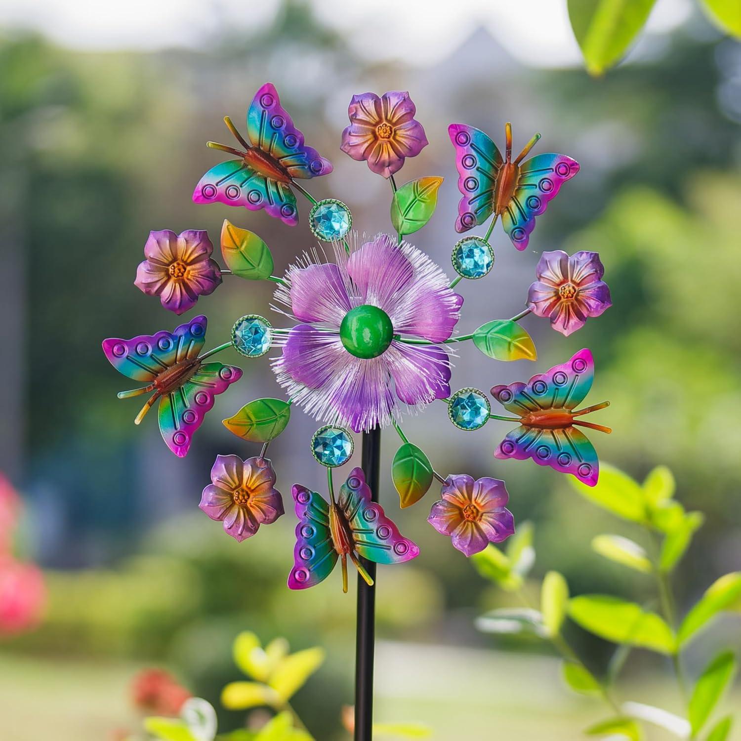 Molino de Viento Solar GIBMIDSER con Luz LED 130 cm Mariposas