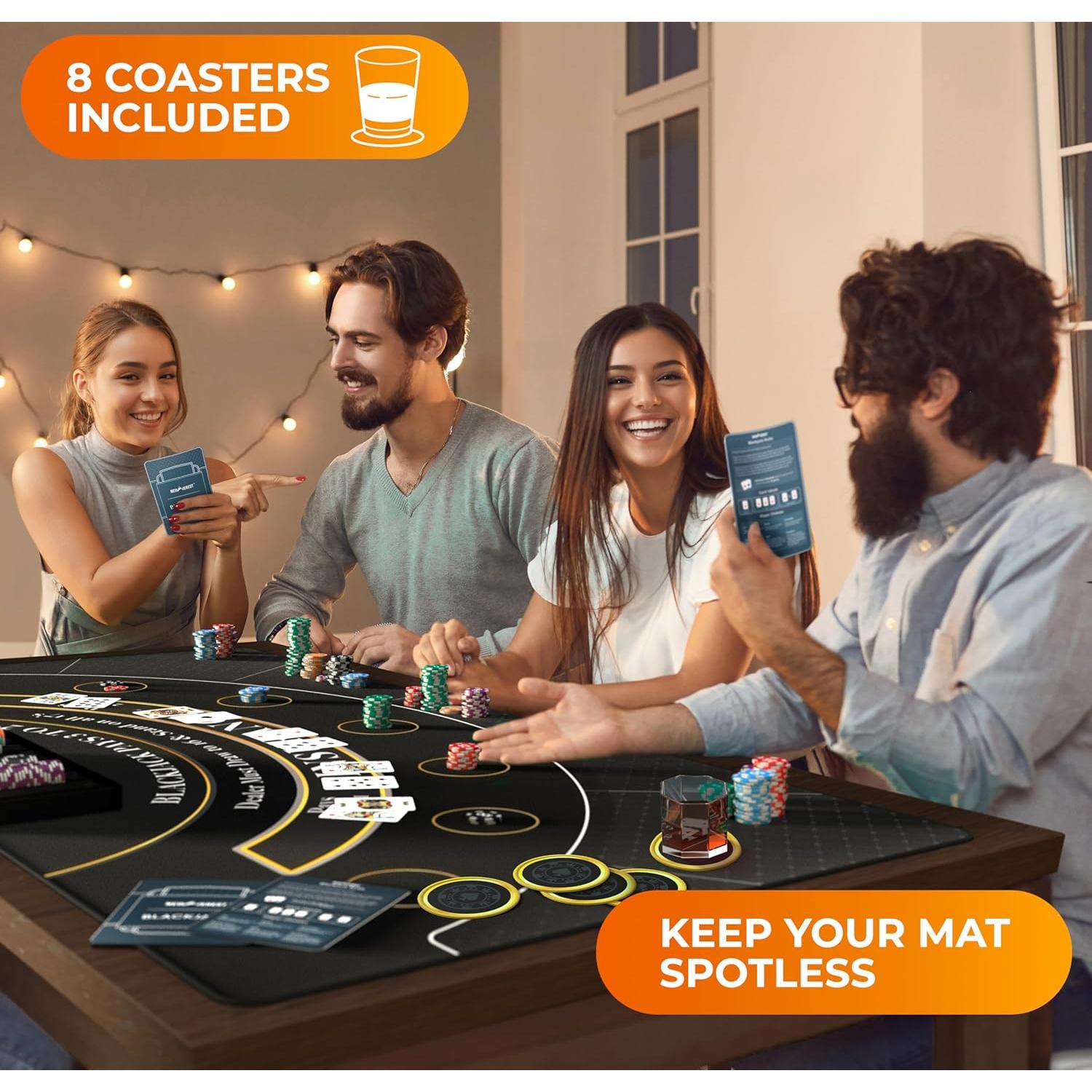 Tapete de Blackjack Newverest NVR-7123 178x89 cm con Bolsa y Posavasos