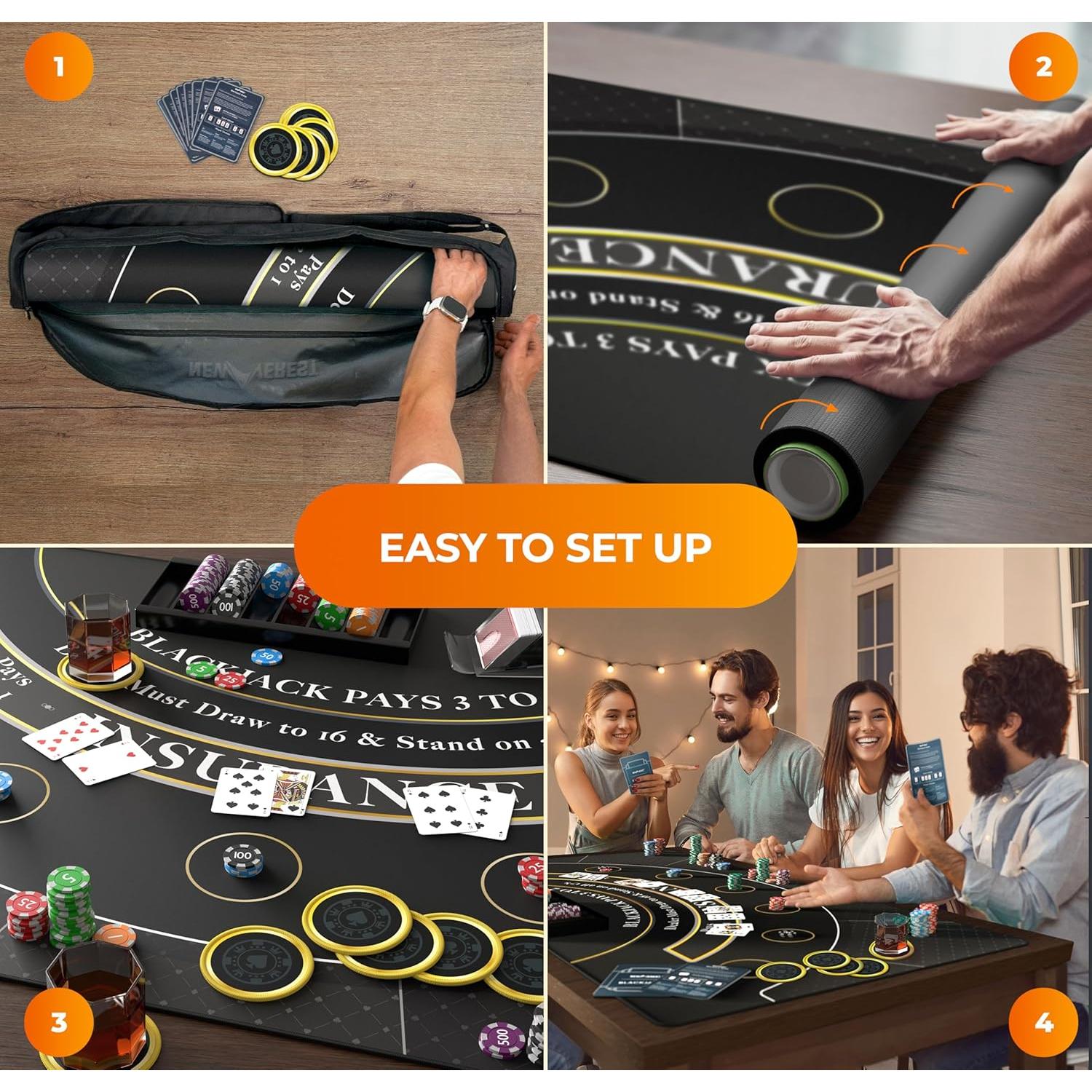 Tapete de Blackjack Newverest NVR-7123 178x89 cm con Bolsa y Posavasos
