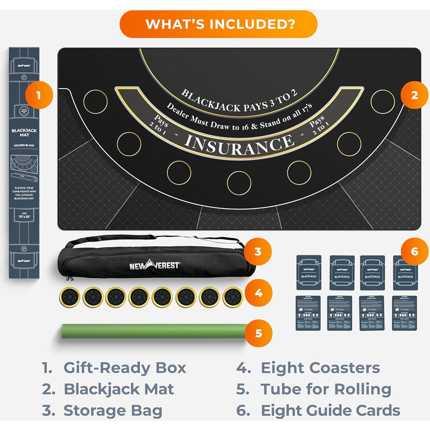 Tapete de Blackjack Newverest NVR-7123 178x89 cm con Bolsa y Posavasos