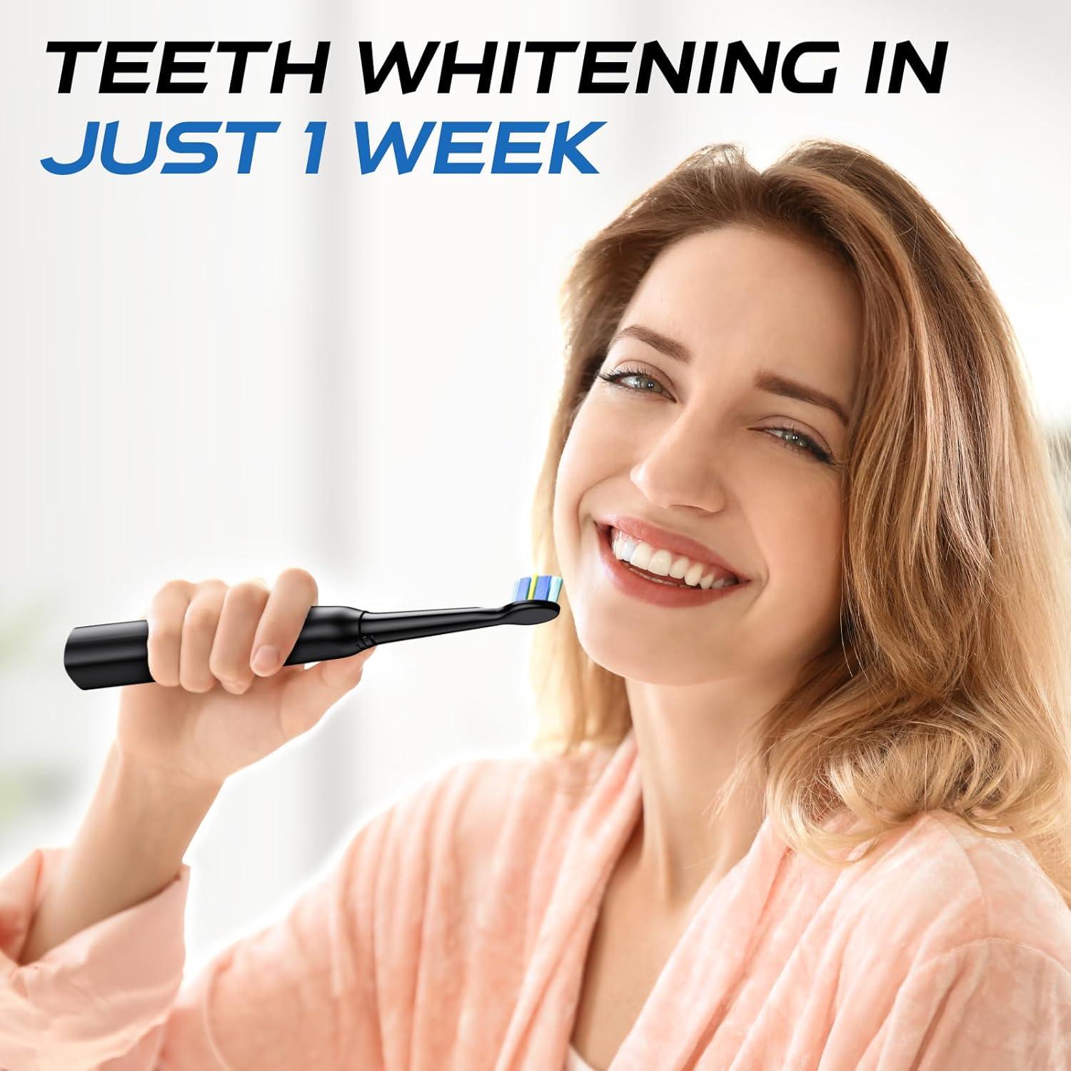 Cepillo de Dientes Eléctrico YUNCHI Negro, 5 Modos, 8 Cabezas, IPX7