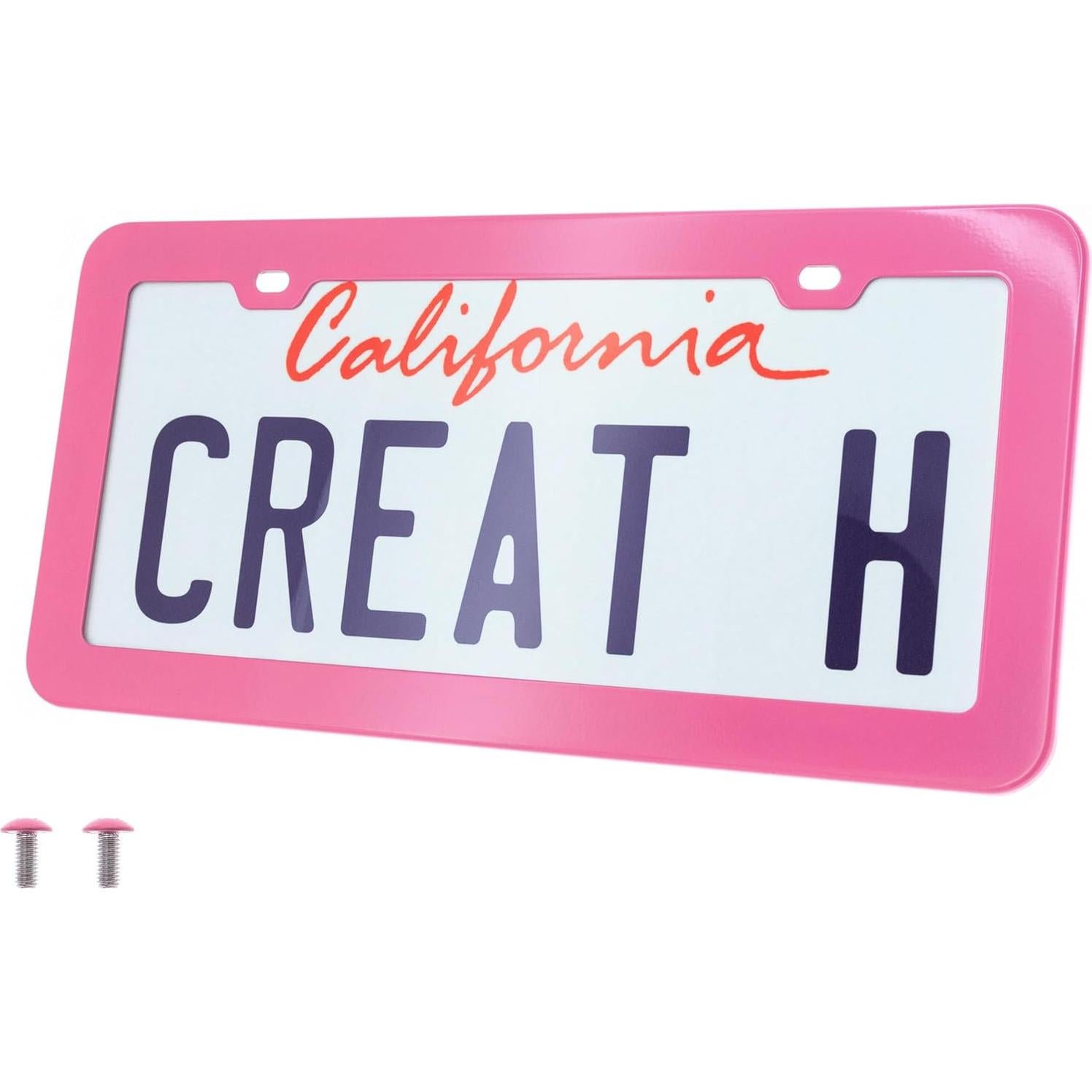 Marco de Placa de Licencia Creathome 201 Acero Inoxidable Rosa