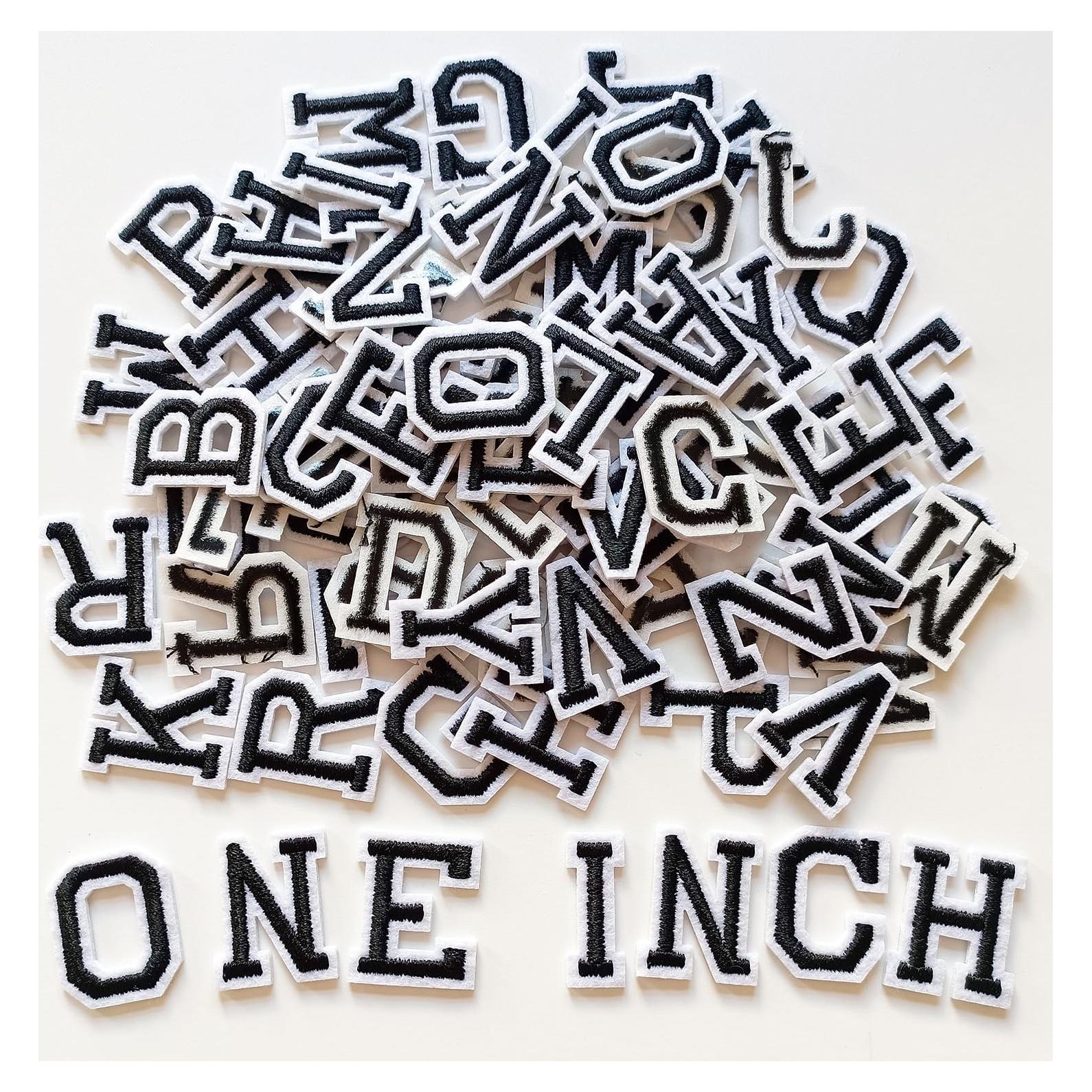 Parches de Letras Bordados Zlettery 78 Piezas 2.54 cm Negro