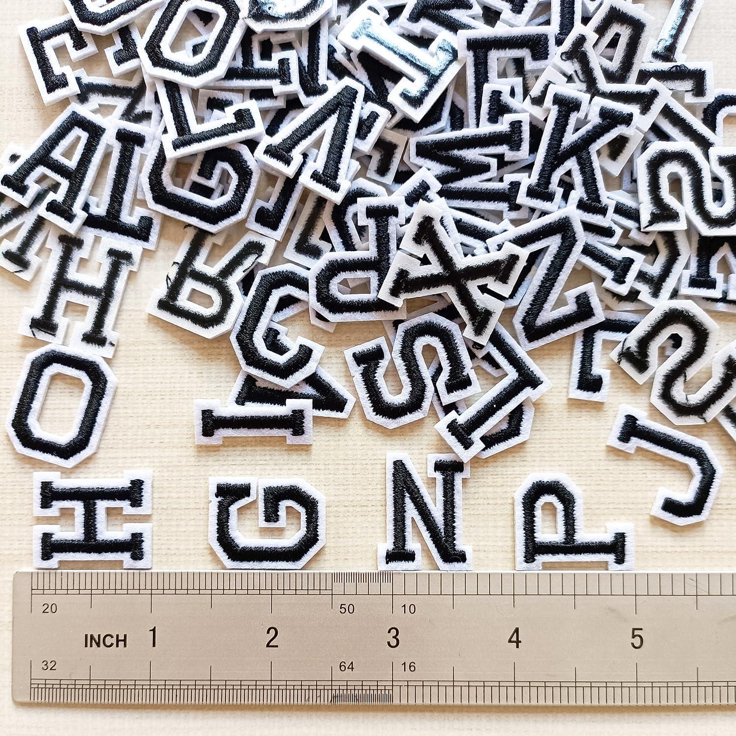 Parches de Letras Bordados Zlettery 78 Piezas 2.54 cm Negro
