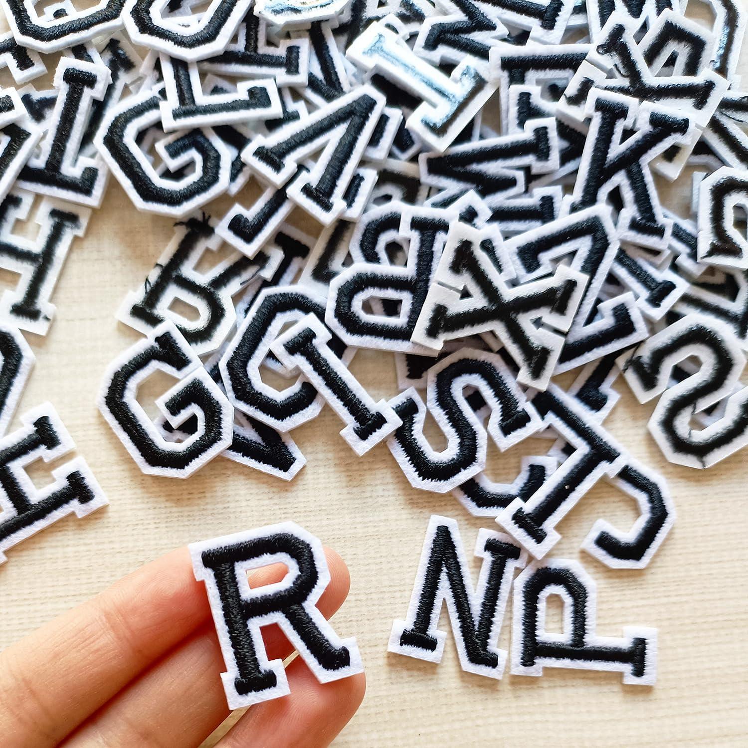 Parches de Letras Bordados Zlettery 78 Piezas 2.54 cm Negro