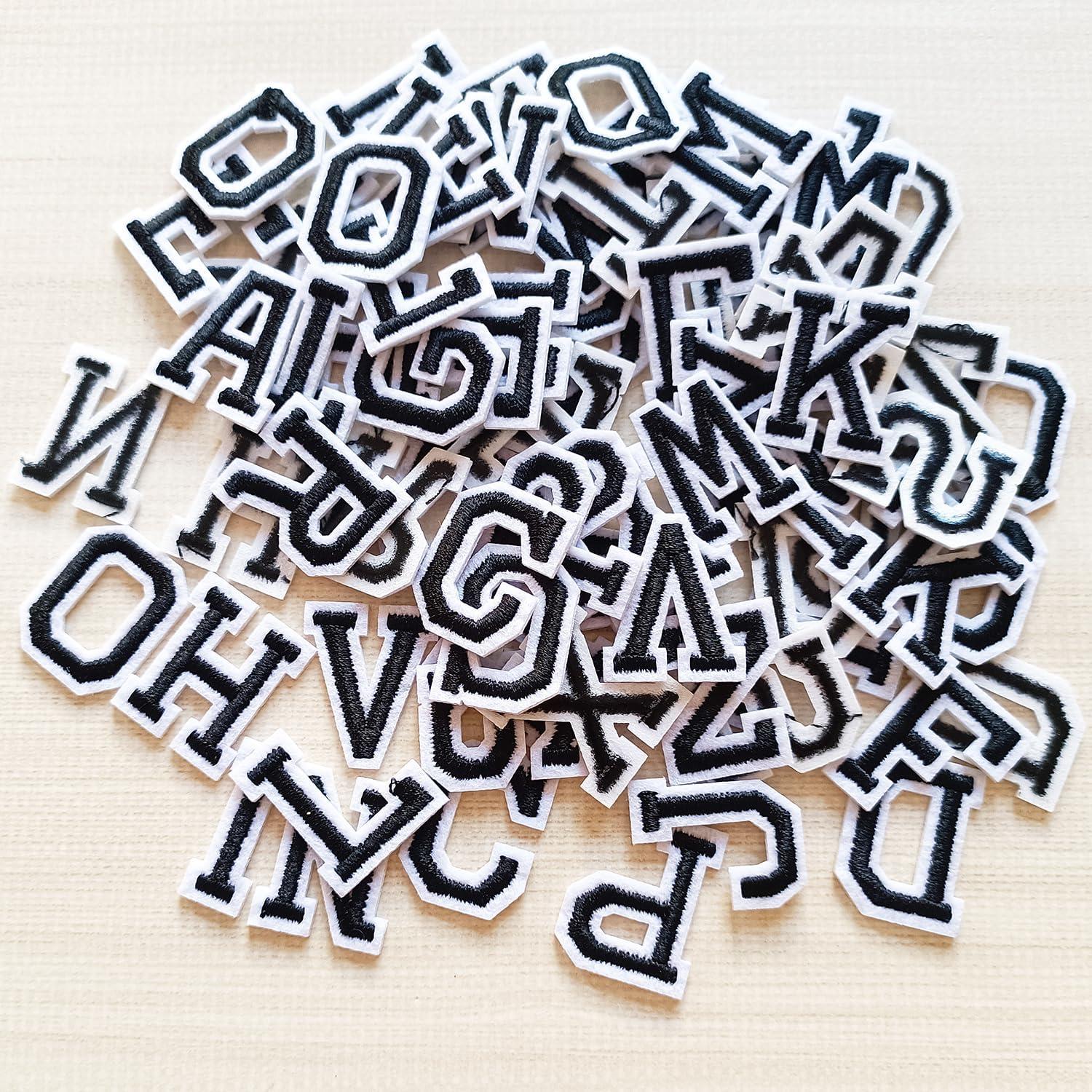 Parches de Letras Bordados Zlettery 78 Piezas 2.54 cm Negro