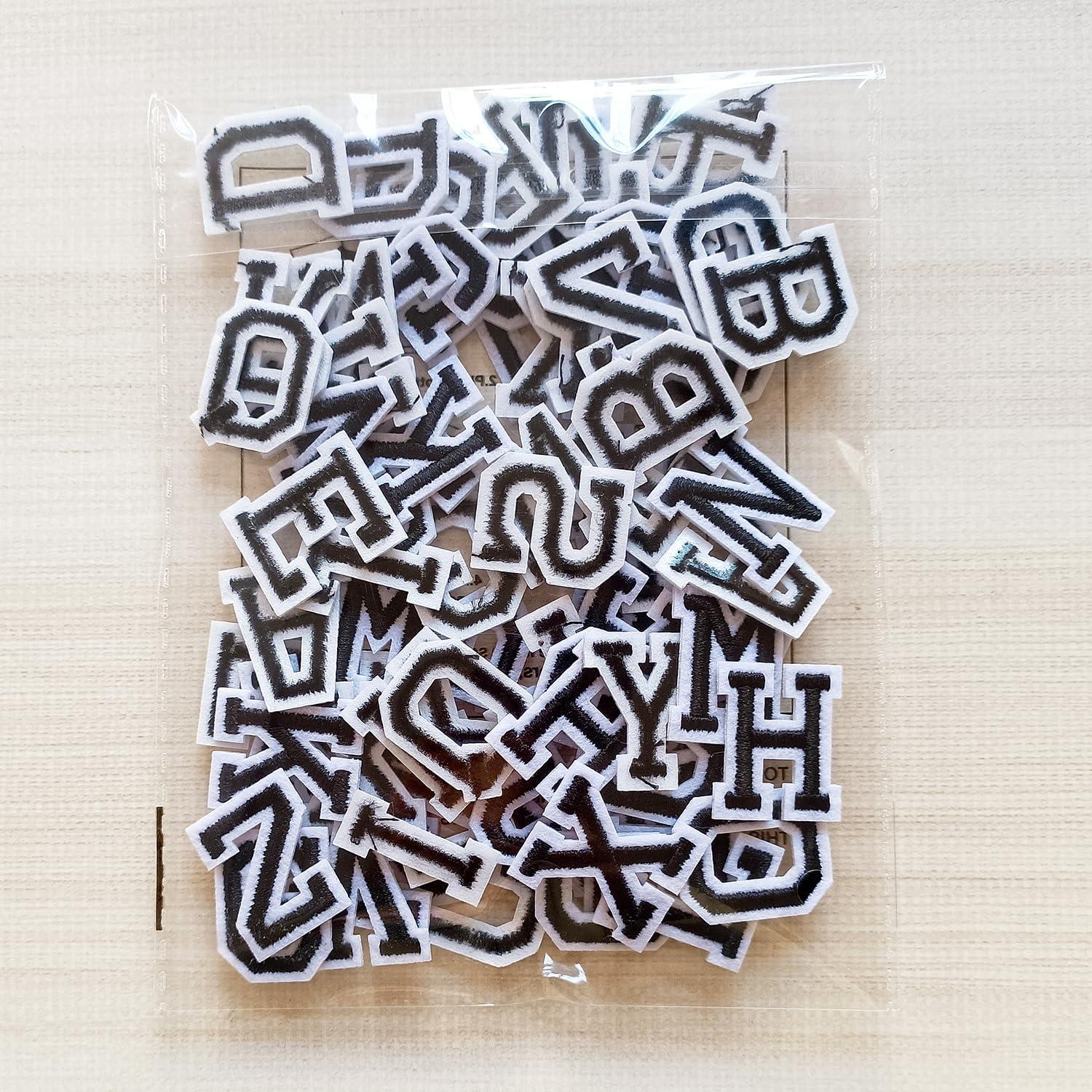 Parches de Letras Bordados Zlettery 78 Piezas 2.54 cm Negro