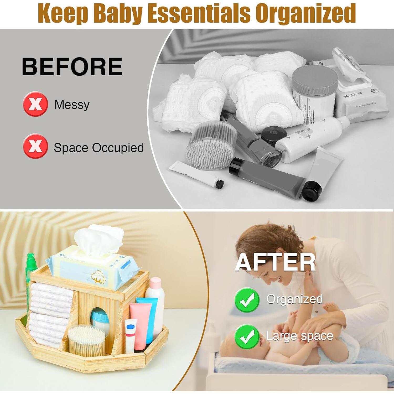 Organizador de Pañales Busidhji de Madera Redondo 39.37 cm