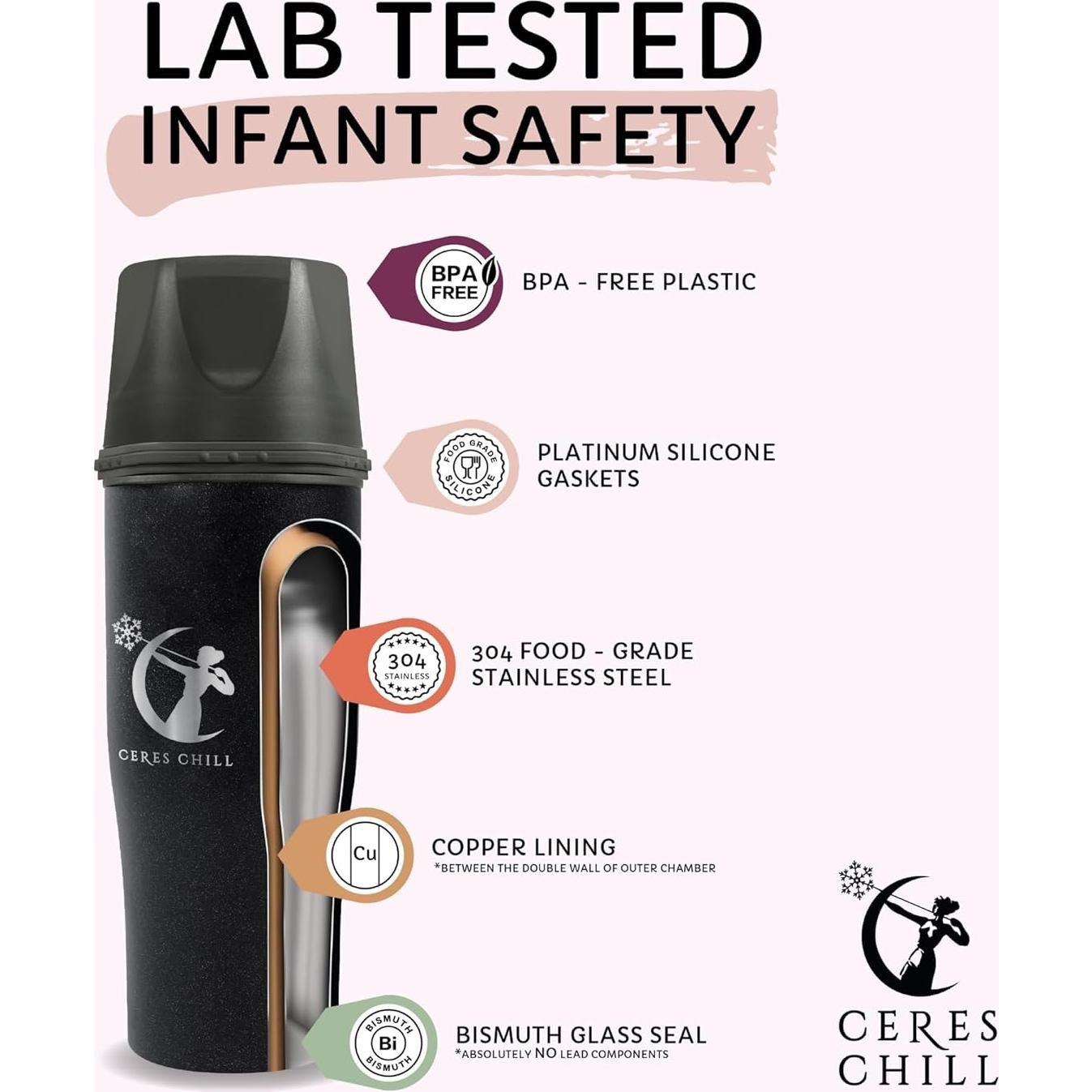 Ceres Chill Mini Enfriador y Calentador de Leche Materna 340g Verde Zen