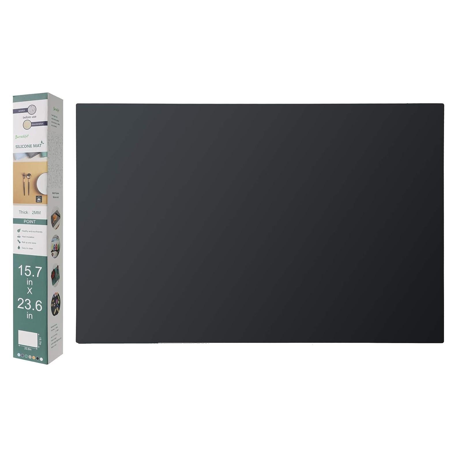 Alfombrilla de Silicona Resistente al Calor emolife 60x40cm Negra