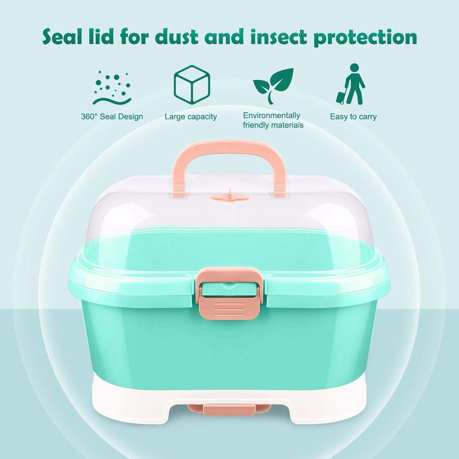 Estante Secador de Biberones NiHome Verde Teal con Tapa