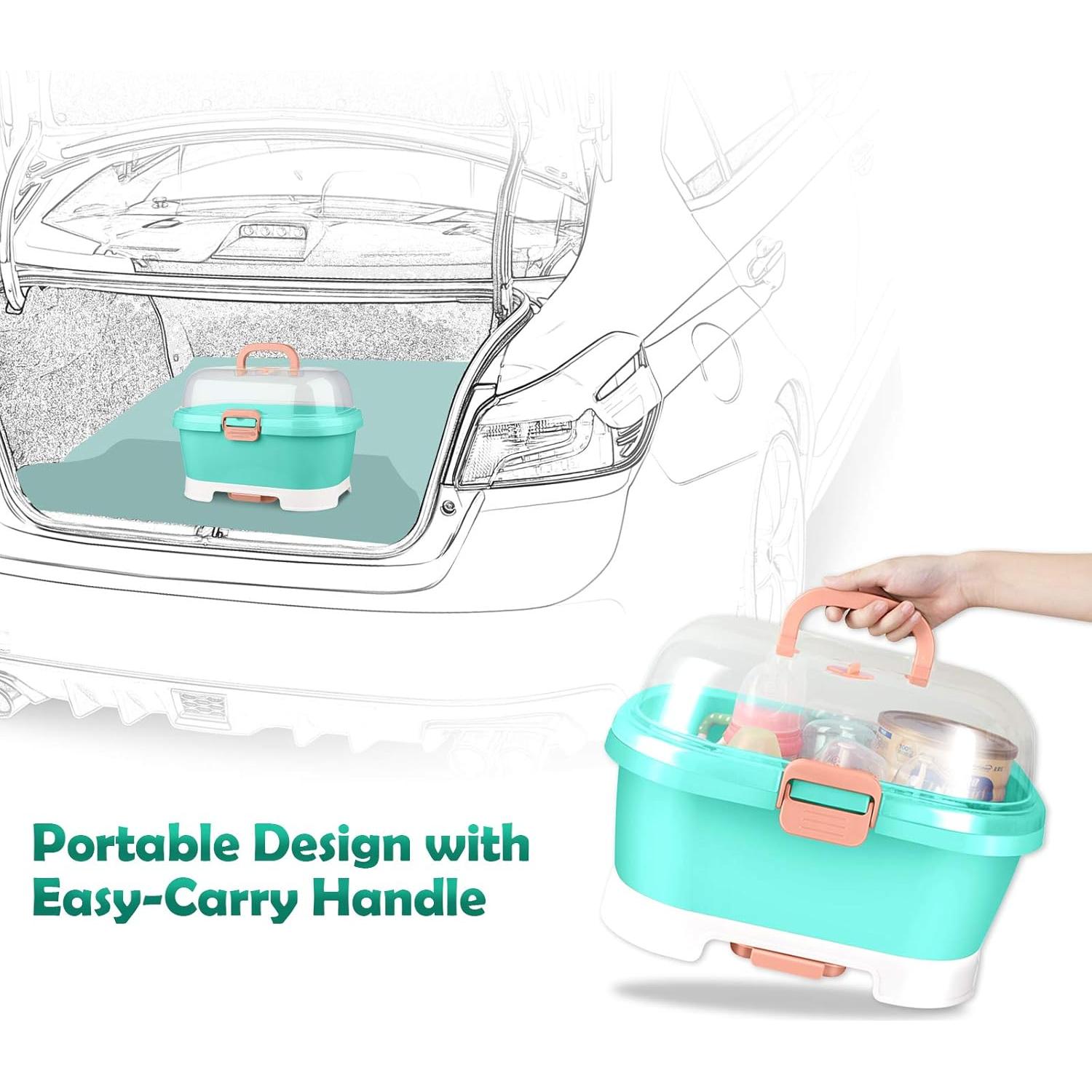 Estante Secador de Biberones NiHome Verde Teal con Tapa