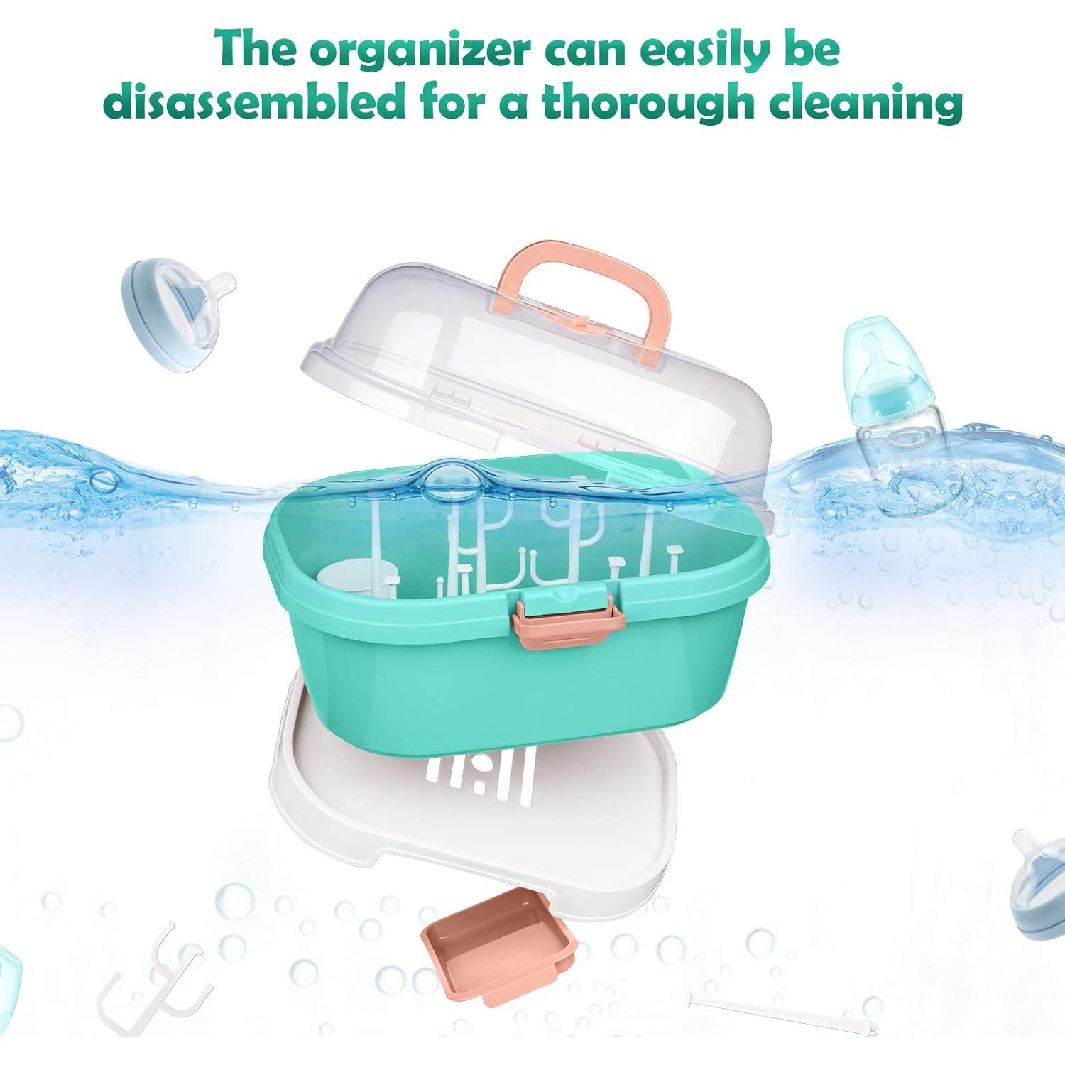 Estante Secador de Biberones NiHome Verde Teal con Tapa