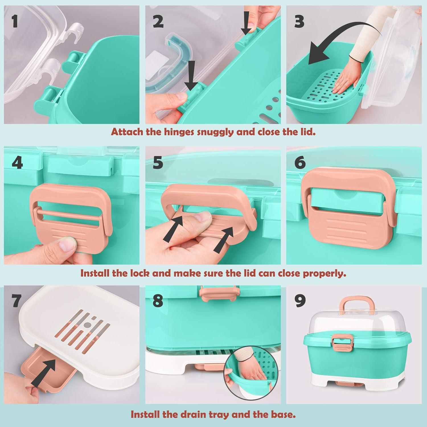 Estante Secador de Biberones NiHome Verde Teal con Tapa