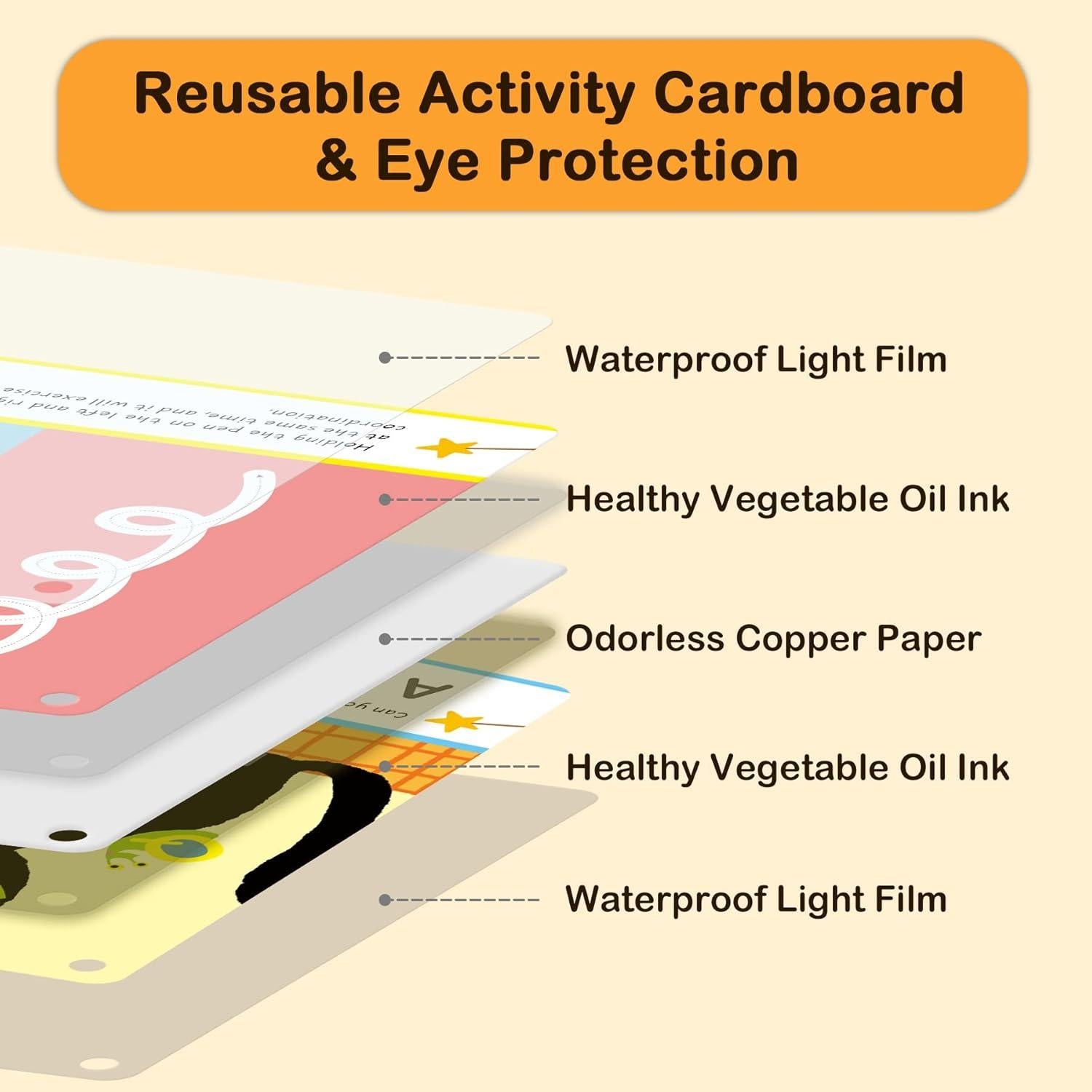 Libro de Actividades Reutilizables Hulupiggy 60 Páginas Niños 3-6 Años