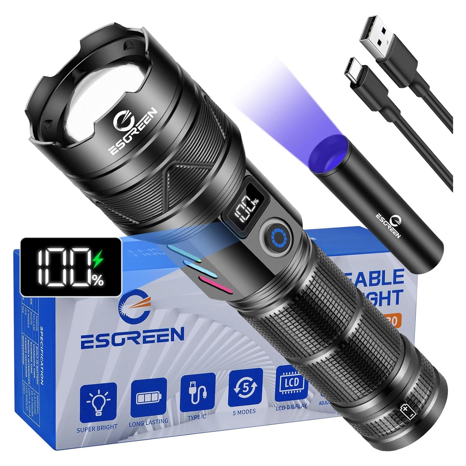 Linterna Recargable ESGREEN ED0330 2000 Lúmenes USB C 6000mAh