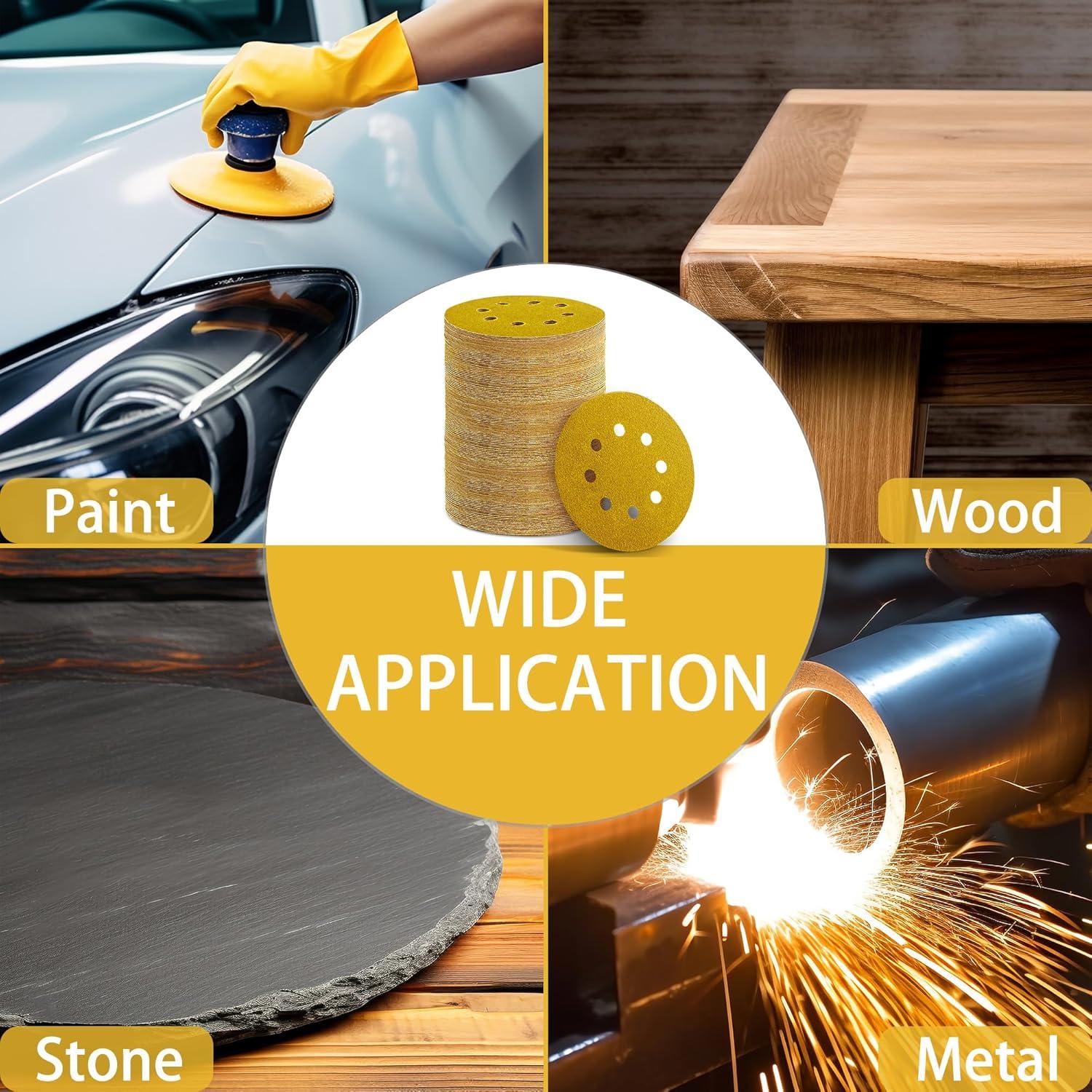 150 Discos de Lijado 40 Granos Yehbs 12.7 cm Velcro