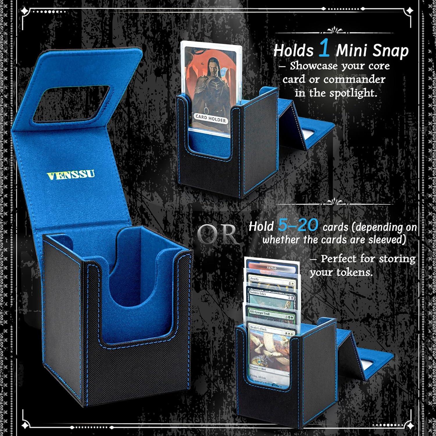 Caja de Deck Venssu para Cartas TCG Magnética 100% UV - Negro y Azul