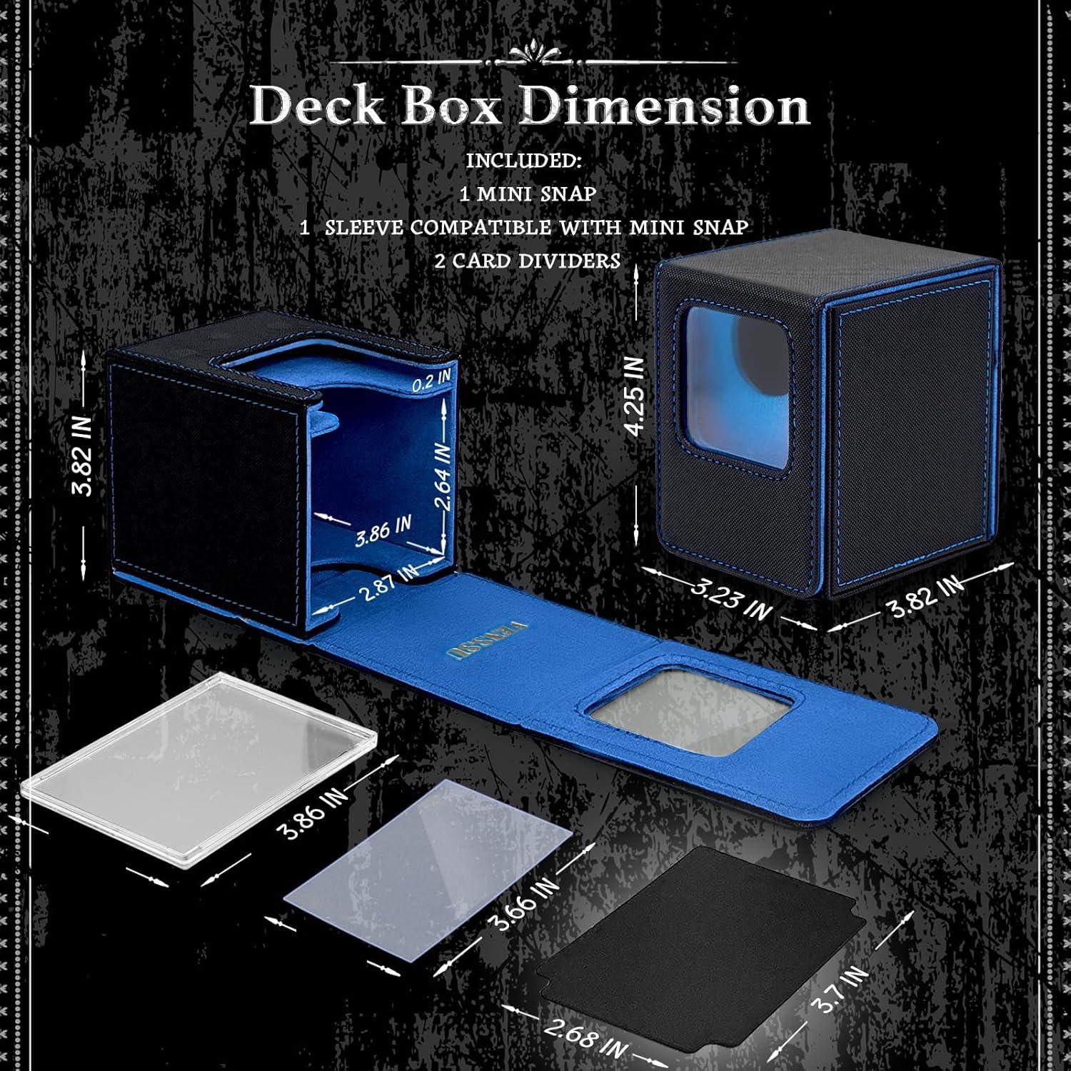 Caja de Deck Venssu para Cartas TCG Magnética 100% UV - Negro y Azul