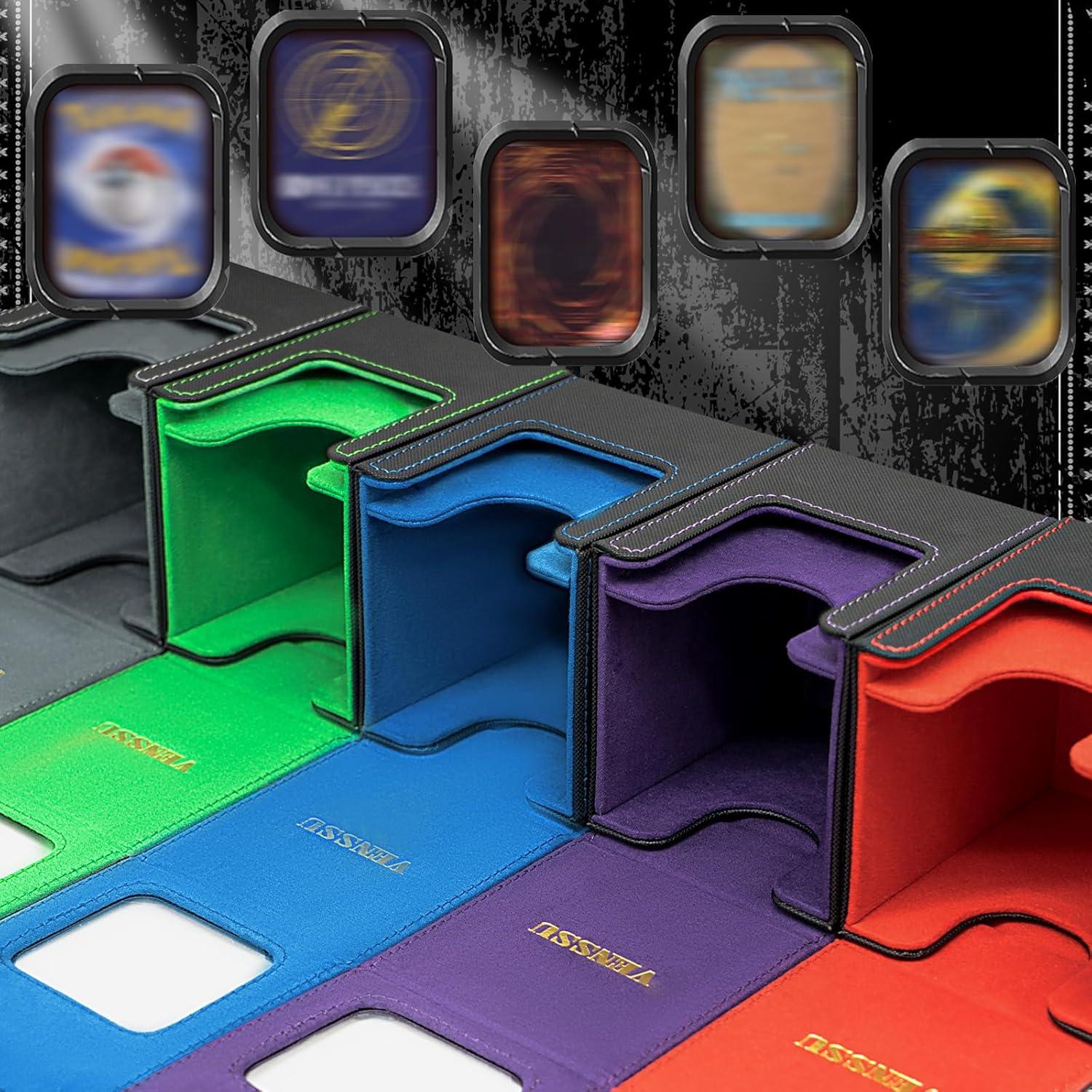 Caja de Deck Venssu para Cartas TCG Magnética 100% UV - Negro y Azul