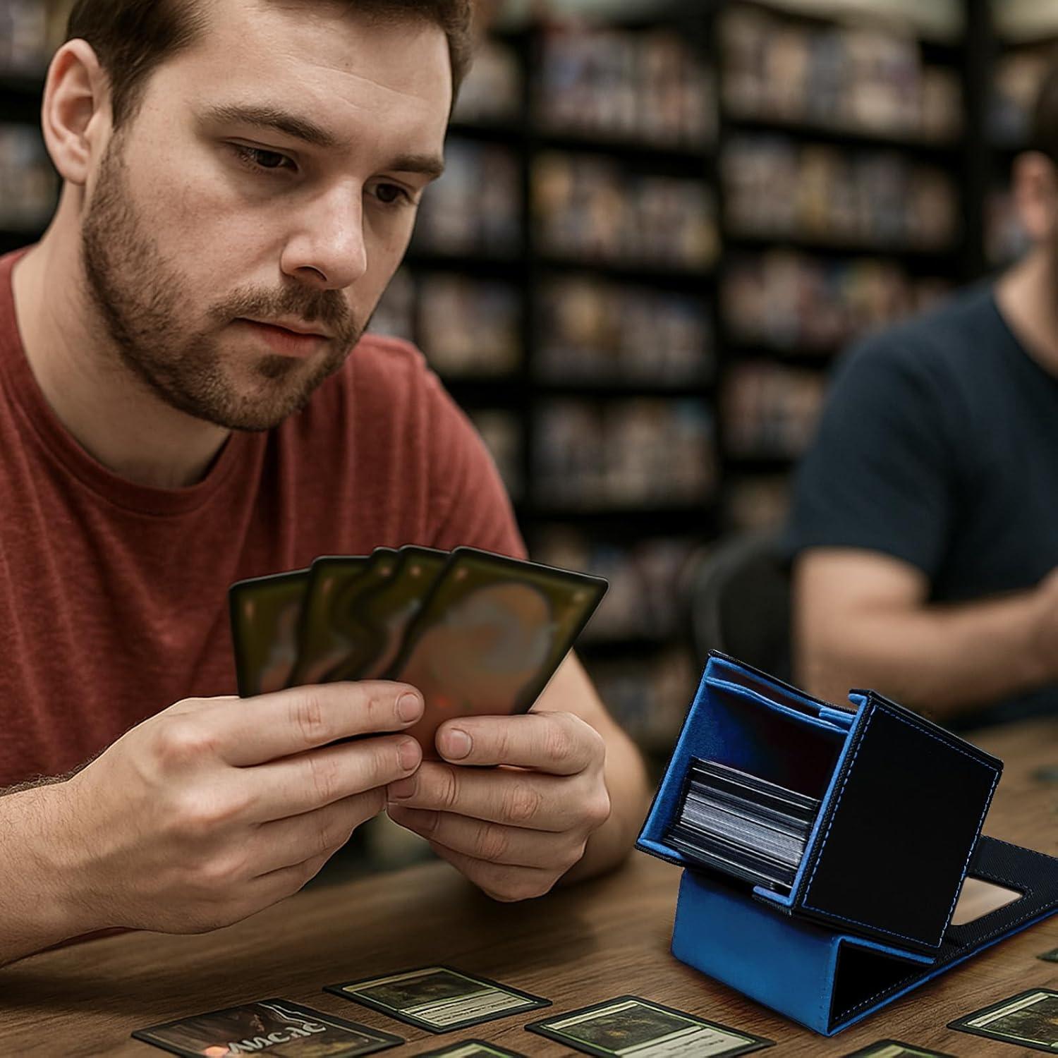 Caja de Deck Venssu para Cartas TCG Magnética 100% UV - Negro y Azul