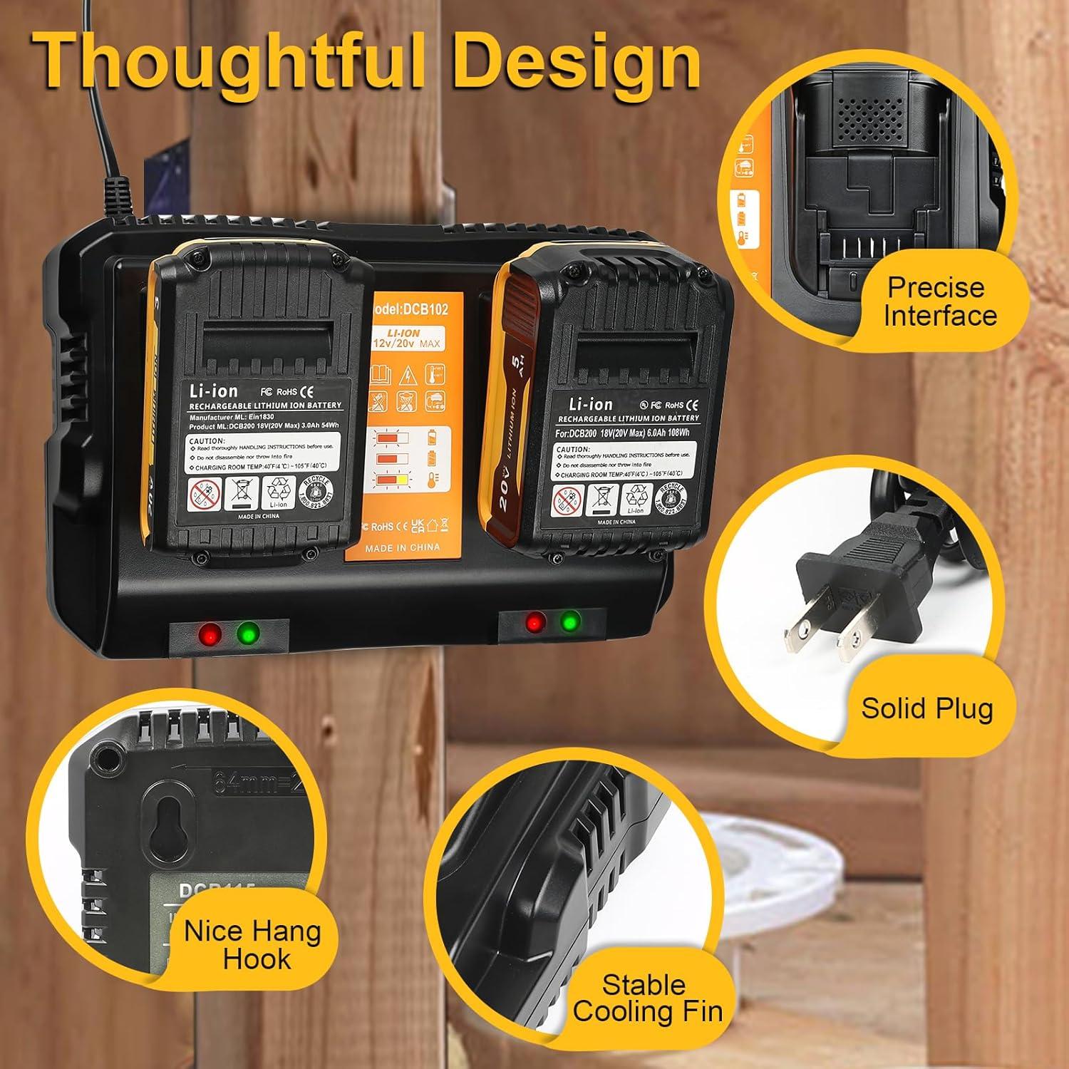 Cargador de Batería TeenPower DCB102 12V 20V Max Carga Rápida