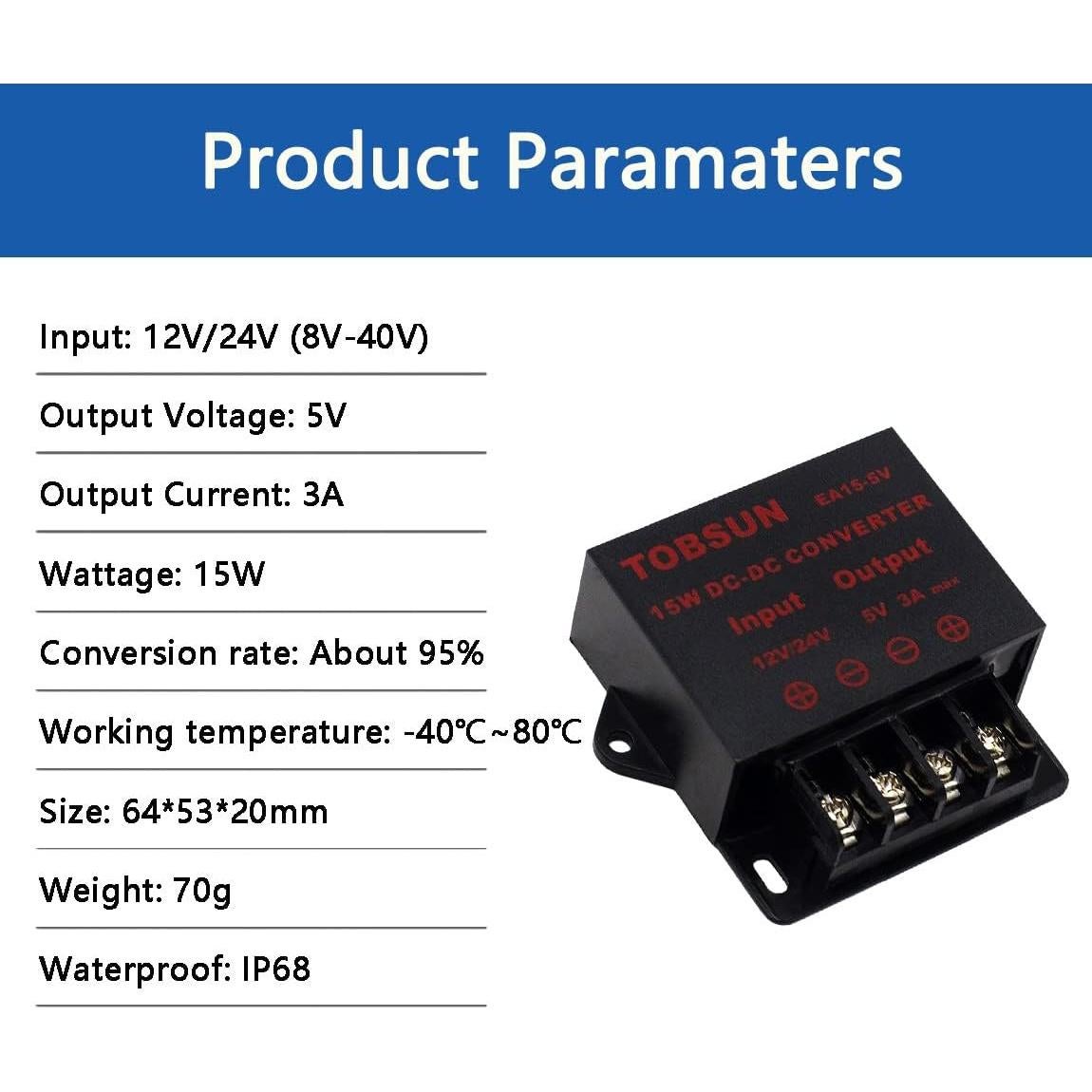 Convertidor DC Regulador 5V 3A BINZET 15W Protección Completa
