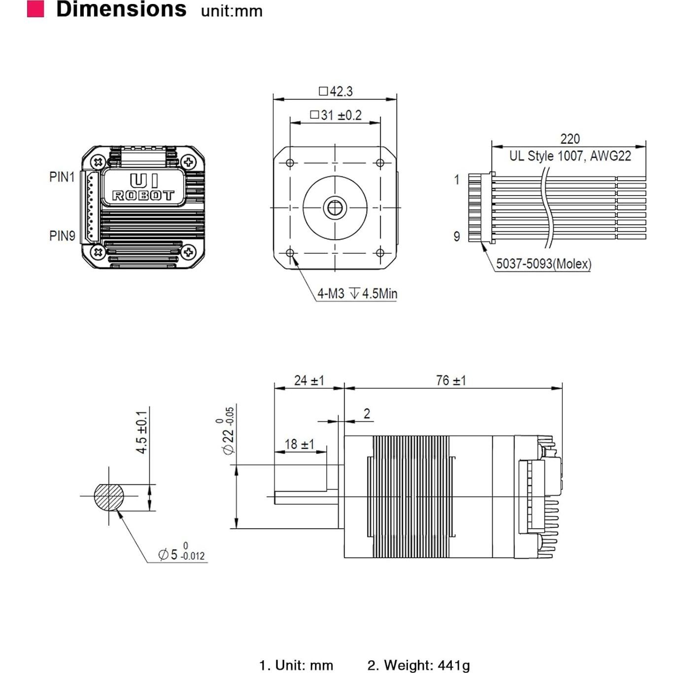 Motor Paso a Paso Nema 17 UIROBOT con Encoder Absoluto 3000RPM
