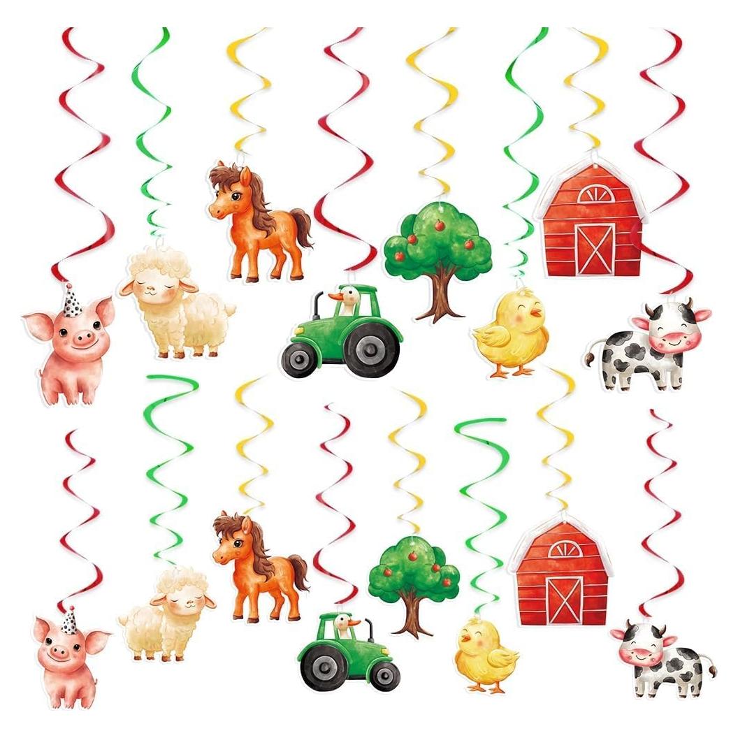 Decoraciones Colgantes en Espiral WERNNSAI - Fiesta de Granja 16PC