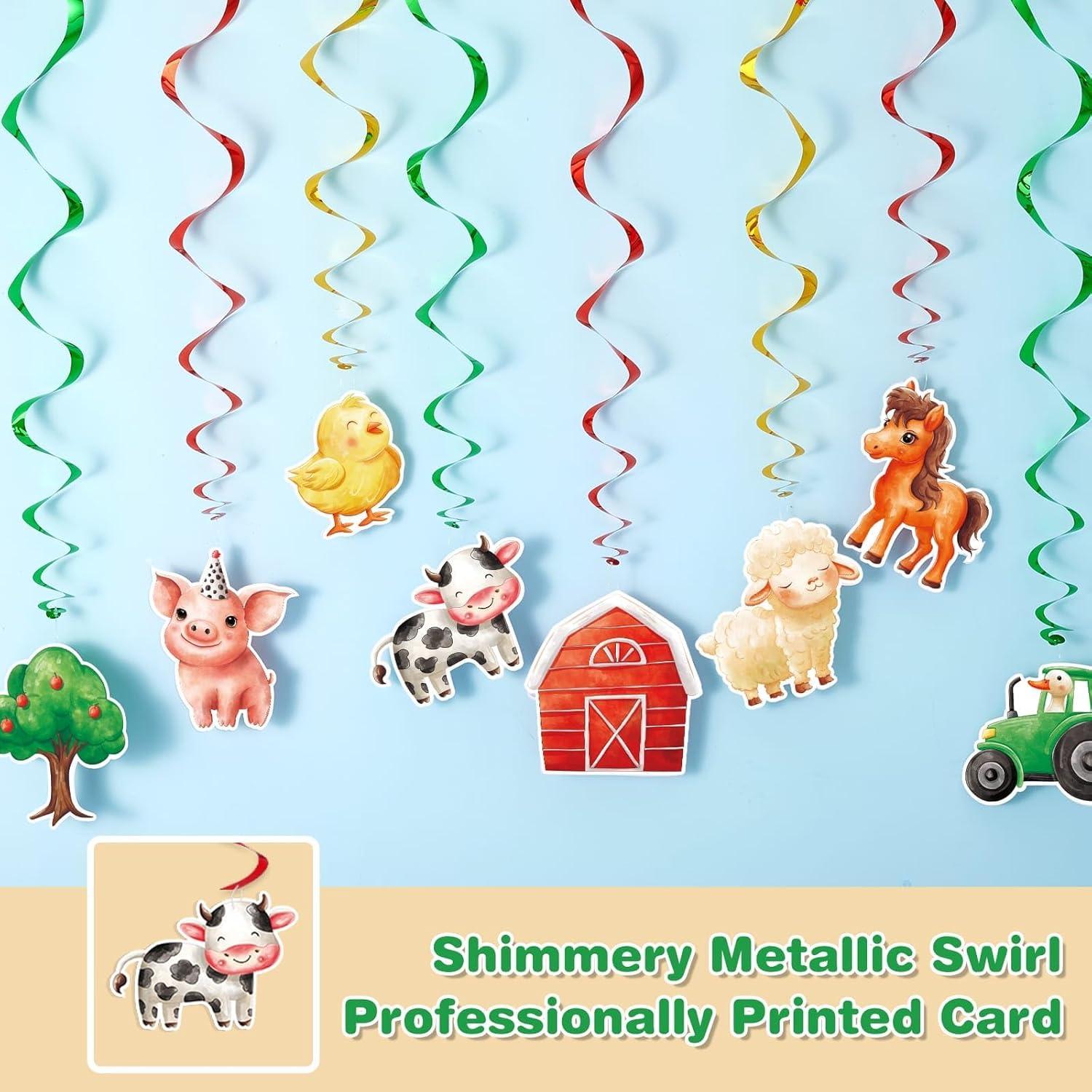 Decoraciones Colgantes en Espiral WERNNSAI - Fiesta de Granja 16PC