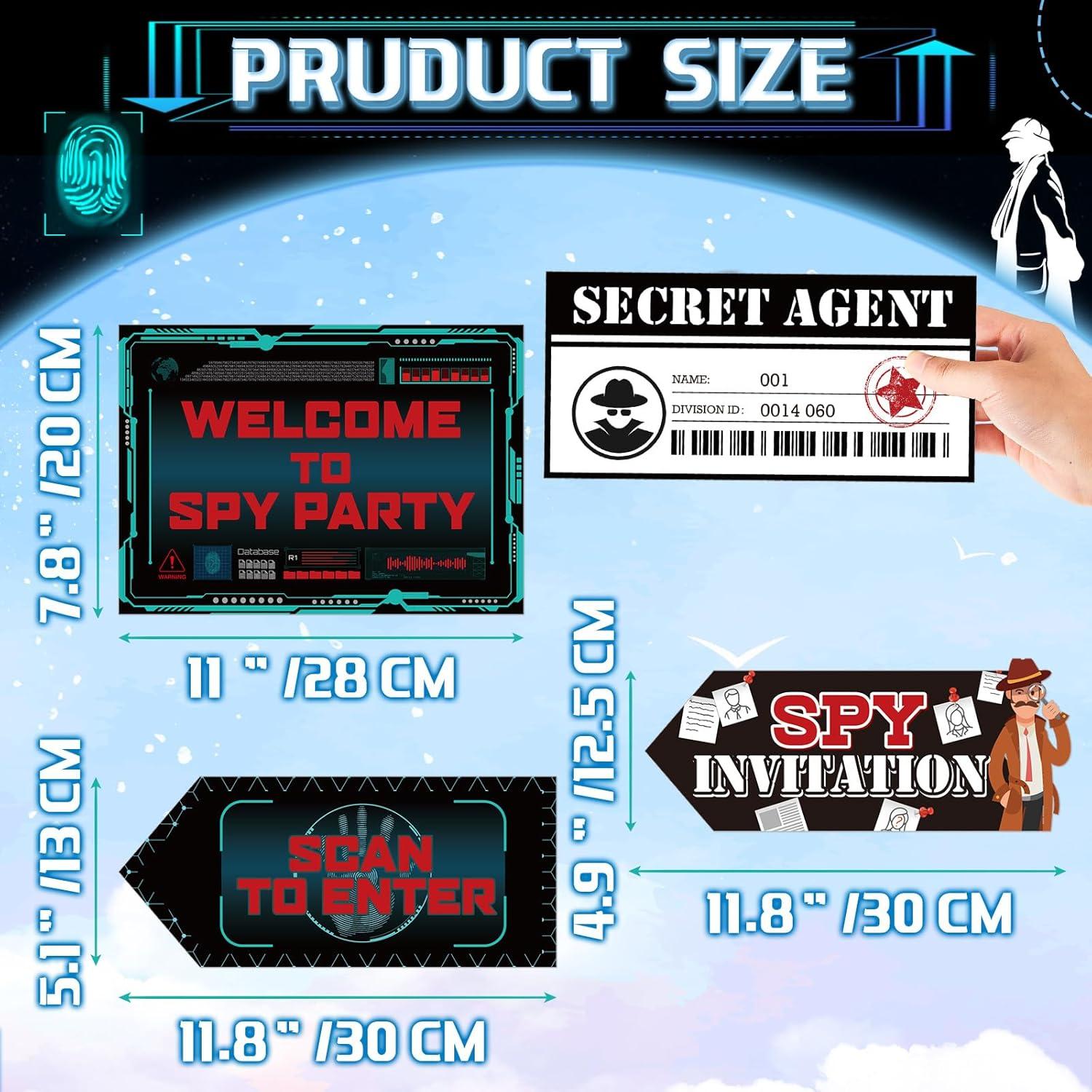 Decoraciones de Fiesta de Cumpleaños Espía Gueevin - 20 Piezas