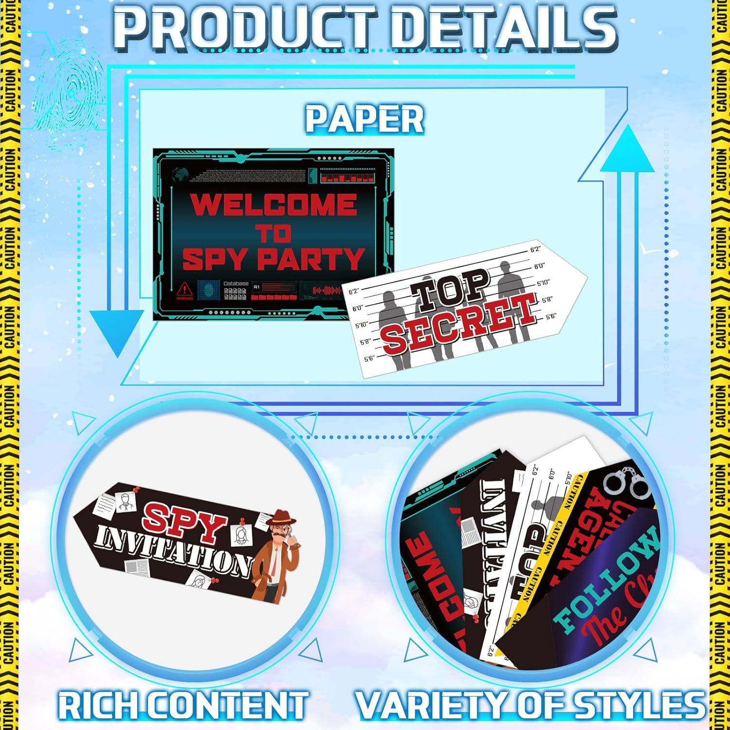 Decoraciones de Fiesta de Cumpleaños Espía Gueevin - 20 Piezas