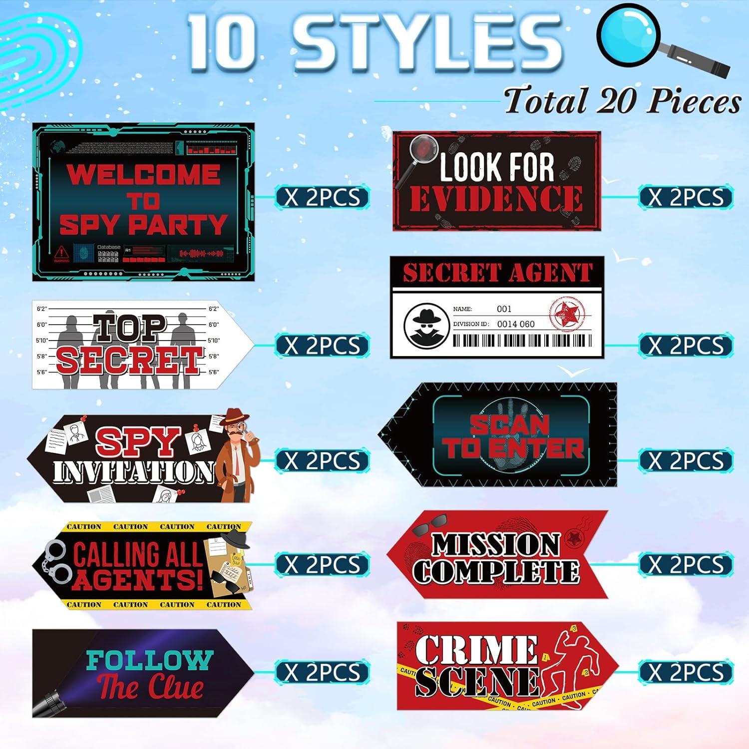 Decoraciones de Fiesta de Cumpleaños Espía Gueevin - 20 Piezas