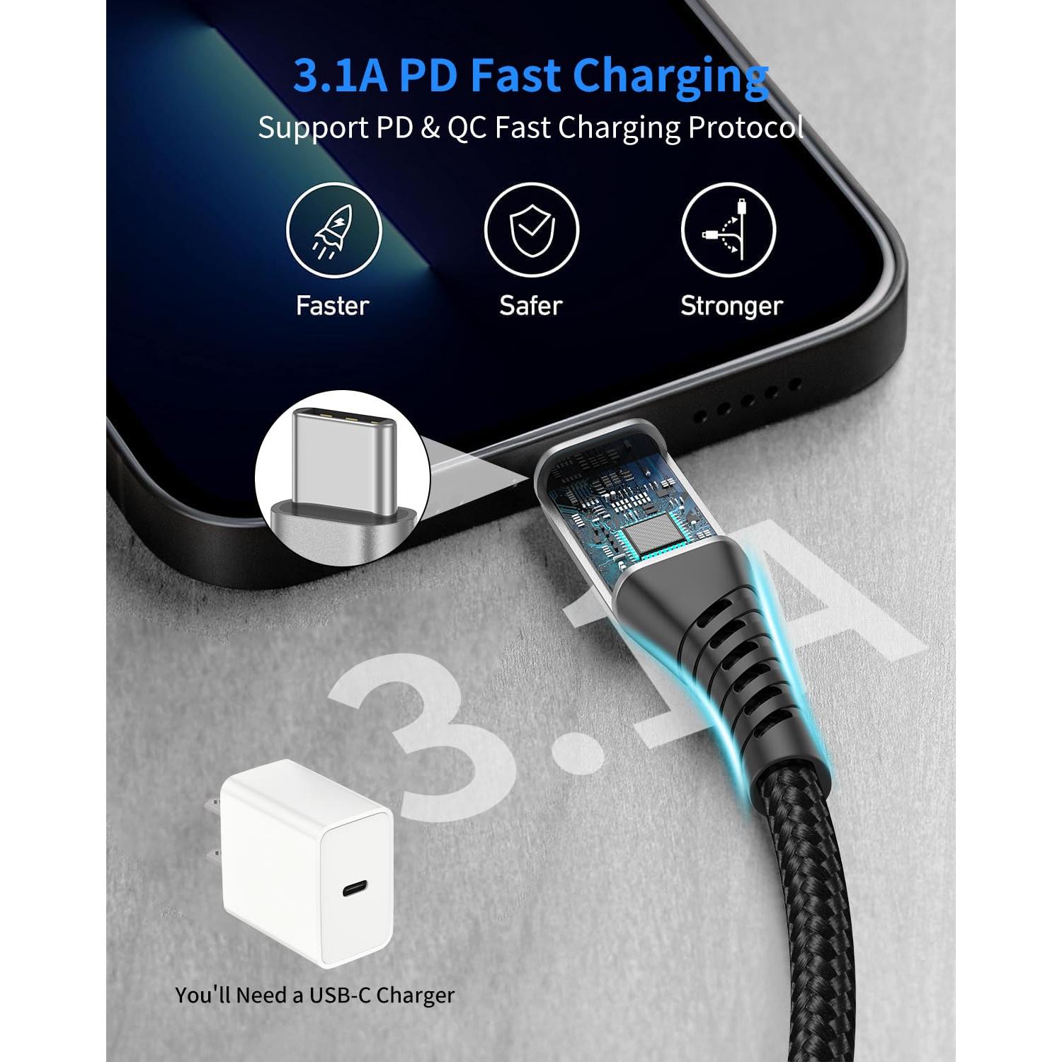 Cable USB C a USB C 15 cm Umefly - Carga Rápida 60W, Paquete de 3