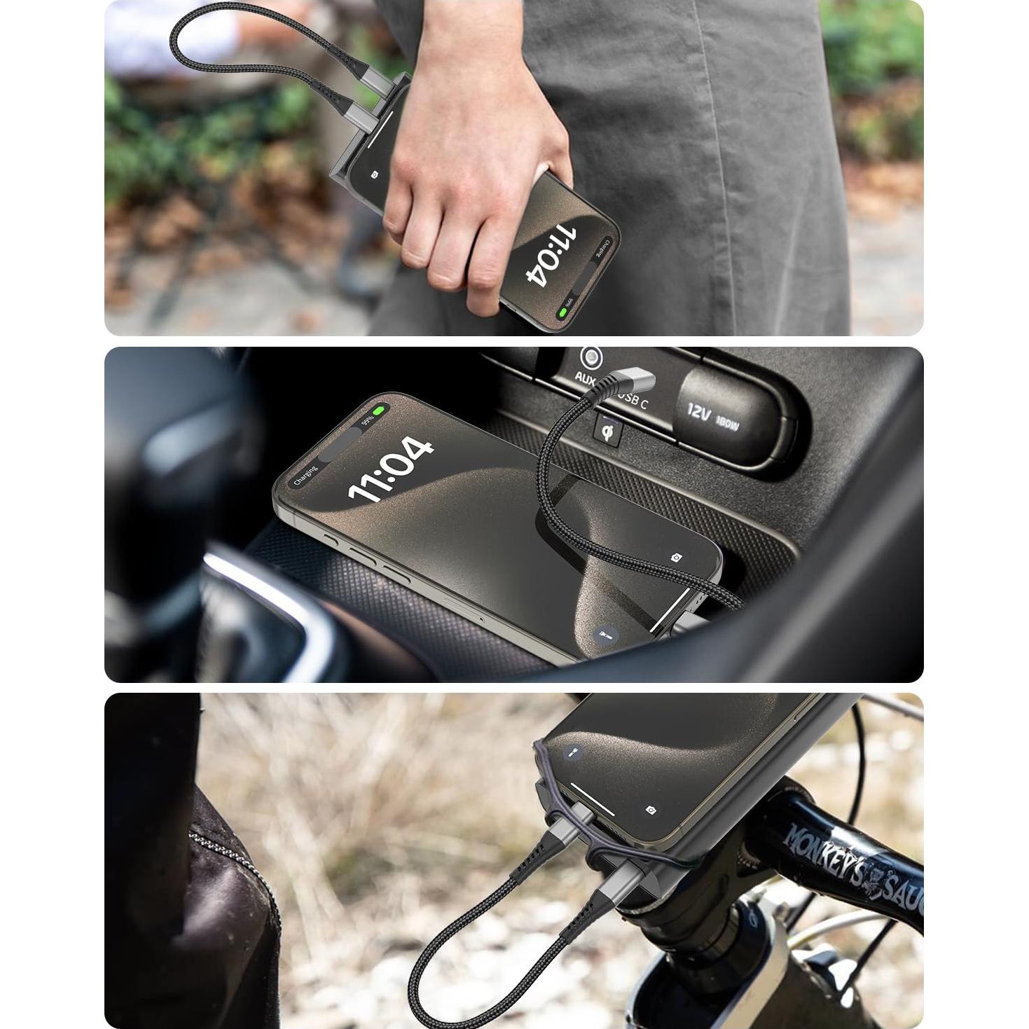 Cable USB C a USB C 15 cm Umefly - Carga Rápida 60W, Paquete de 3