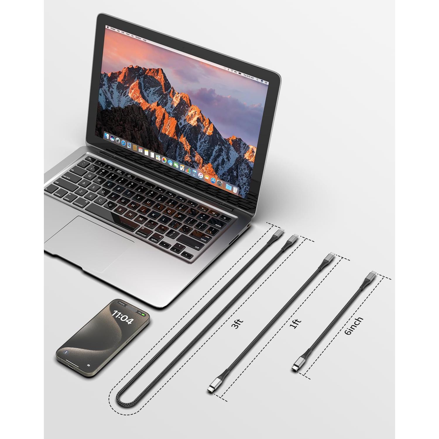 Cable USB C a USB C 15 cm Umefly - Carga Rápida 60W, Paquete de 3