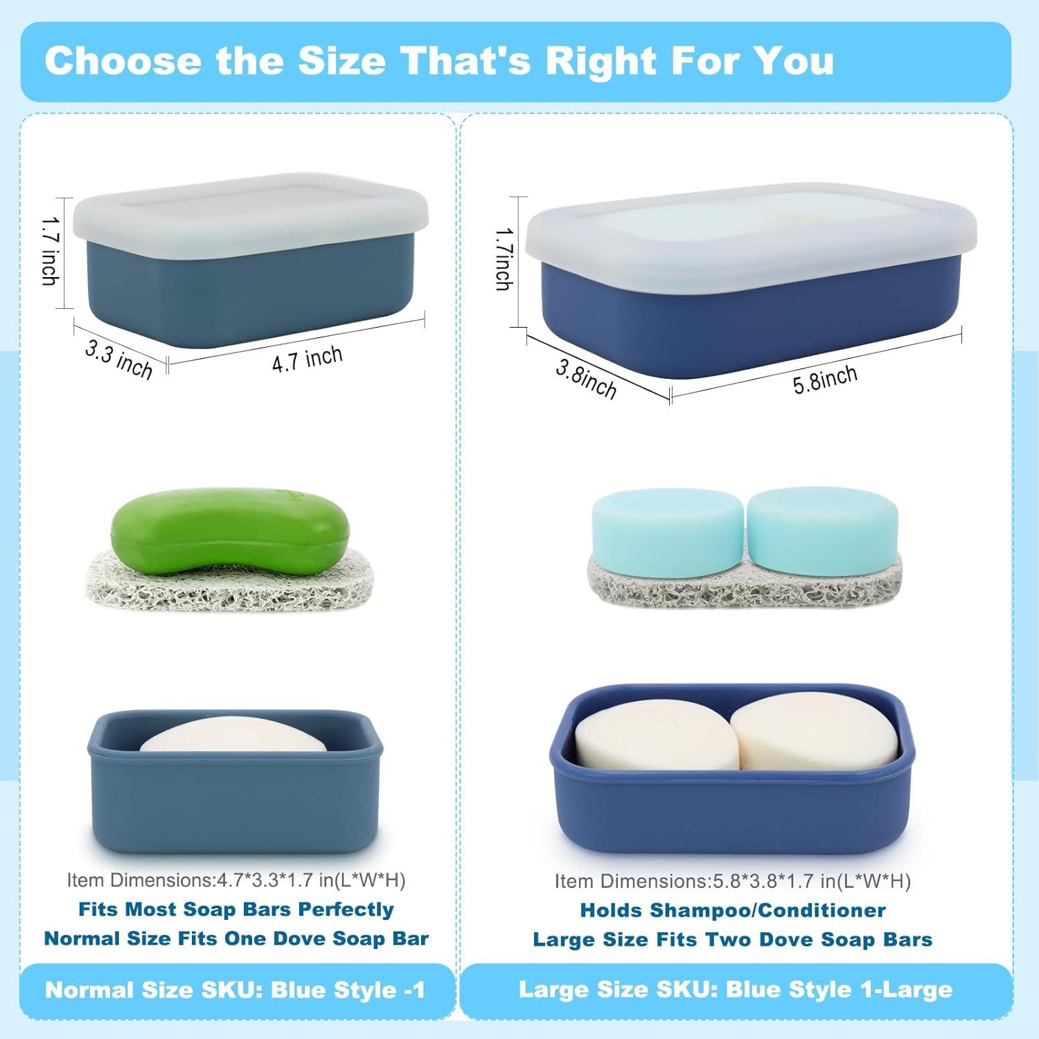 Estuche de Jabón de Viaje HAYSNA Azul Silicona a Prueba de Fugas