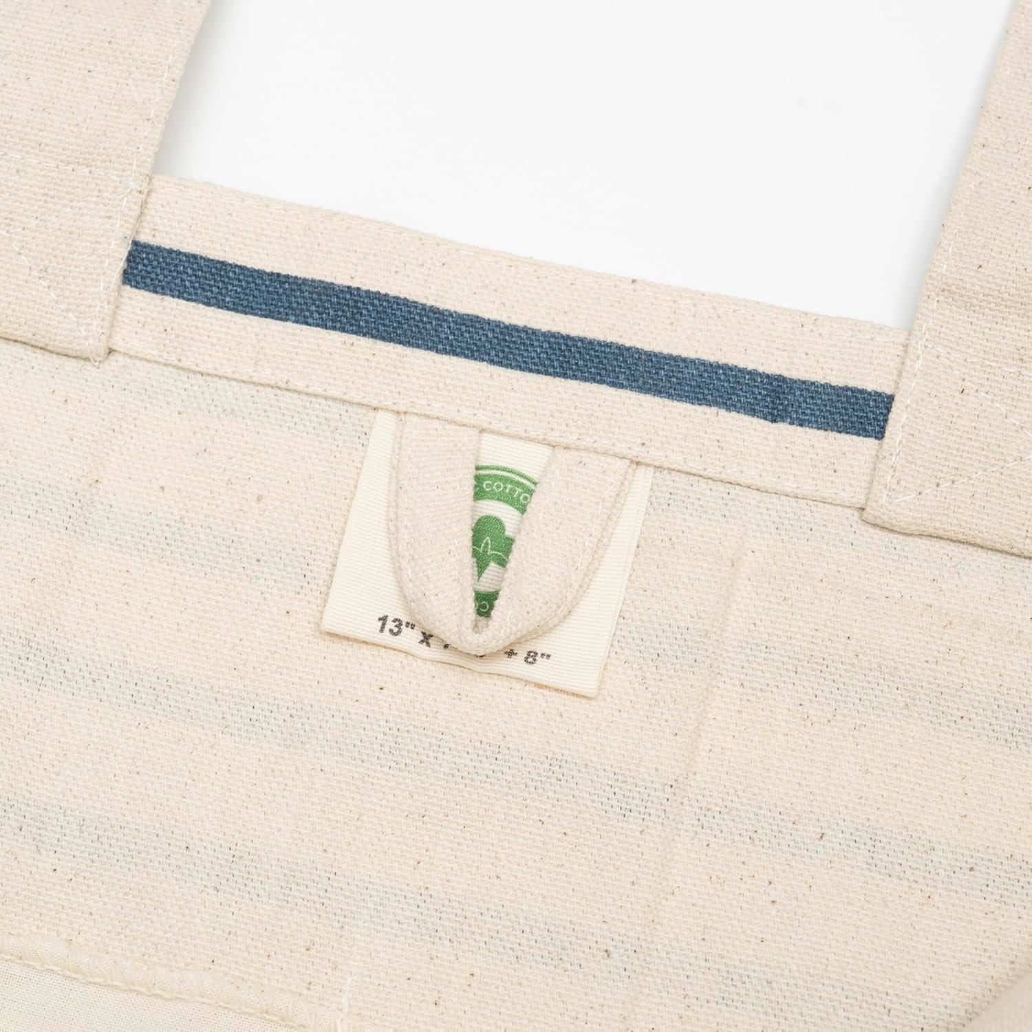 Bolsas de Compras Reutilizables Algodón Orgánico Rayas Azules